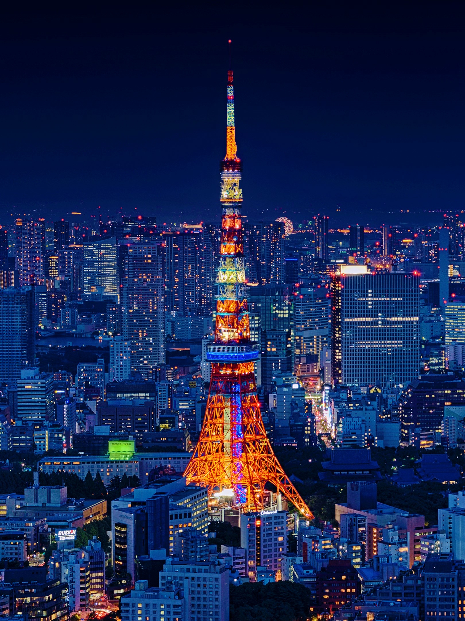 Скачать обои бесплатно Города, Ночь, Город, Япония, Токио, Сделано Человеком, Токийская Башня картинка на рабочий стол ПК