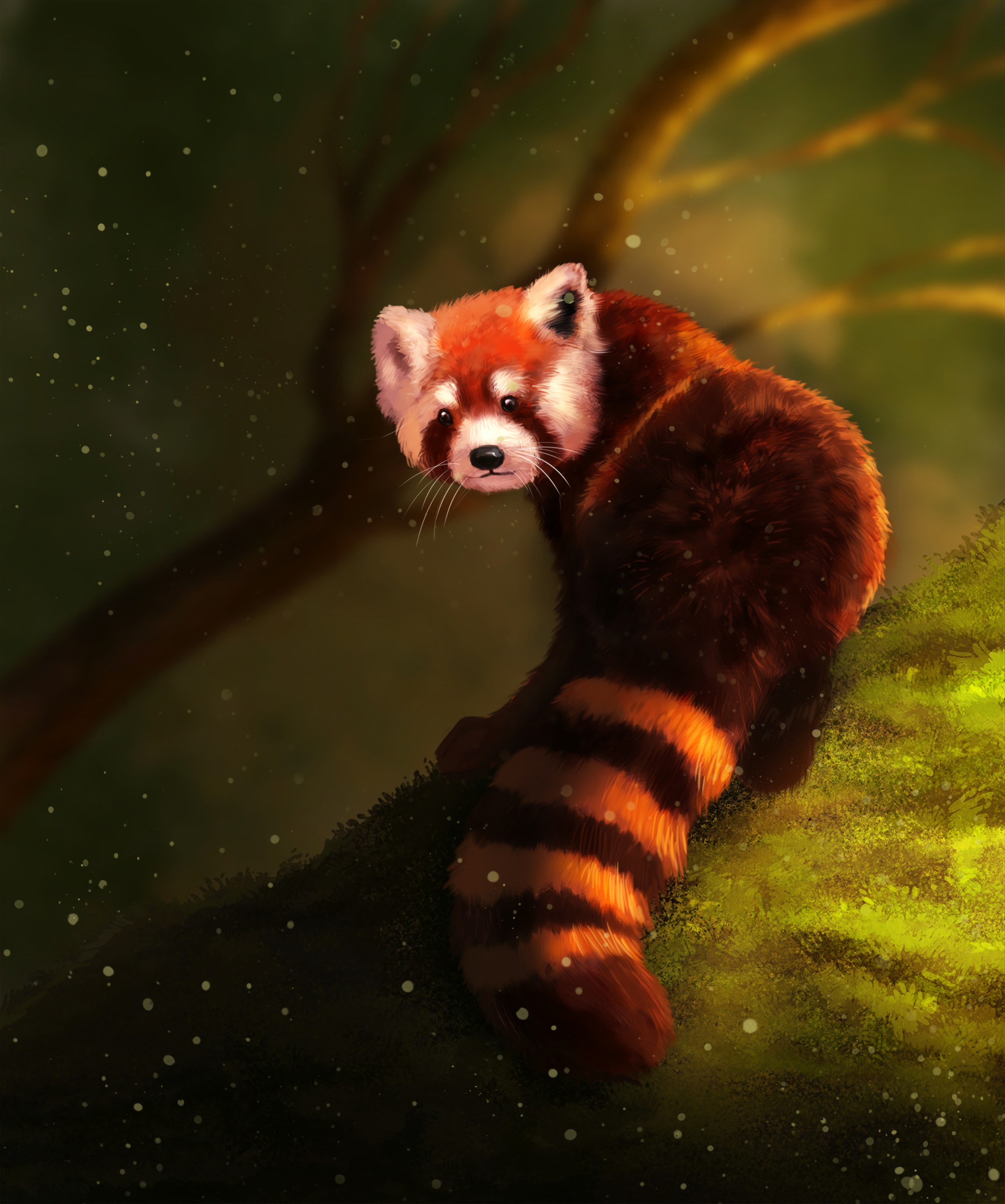 brown, art, fluffy, animal, little panda, small panda