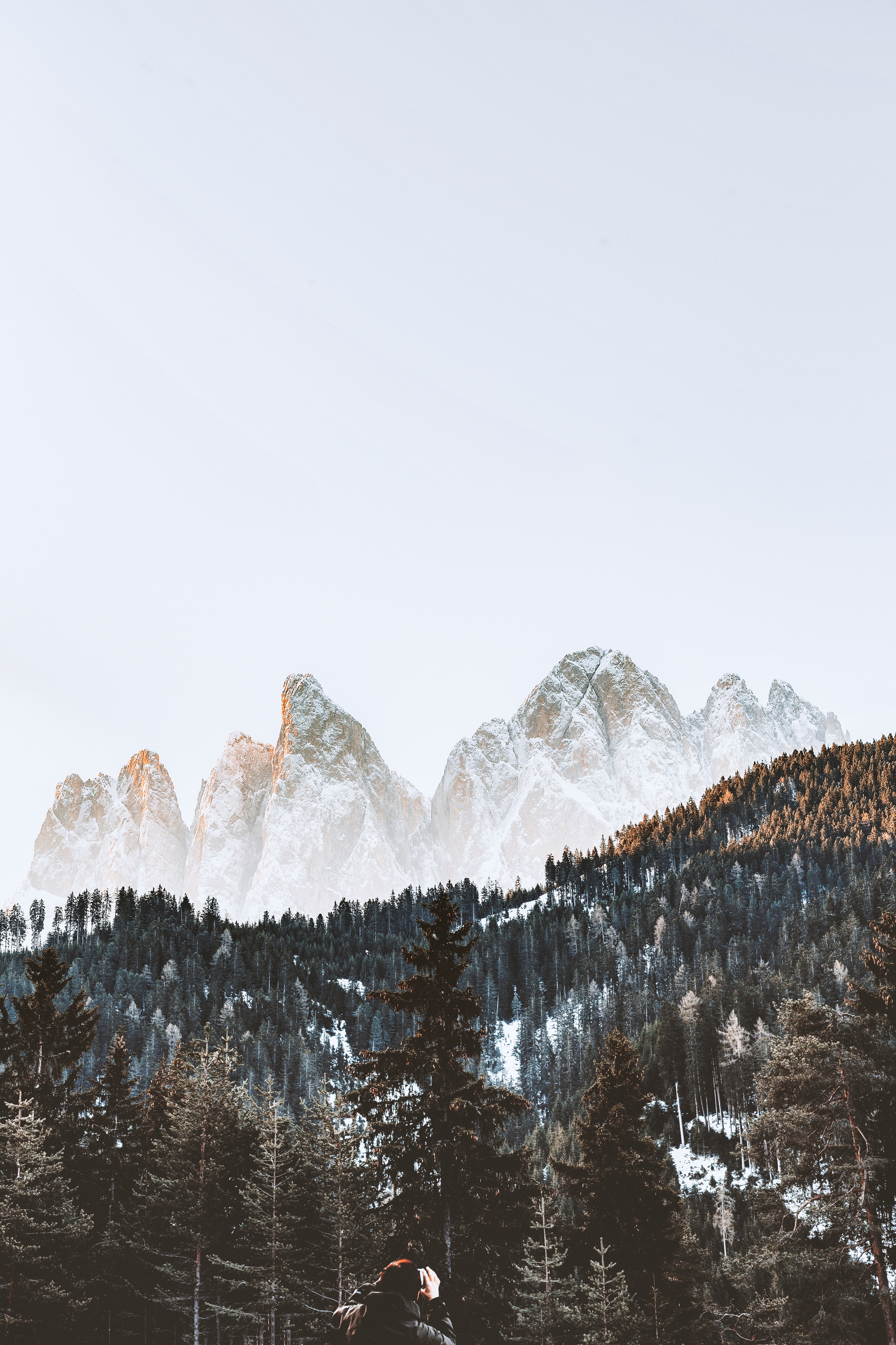 無料モバイル壁紙自然, 山脈, 森, 森林, 雪, 風景をダウンロードします。