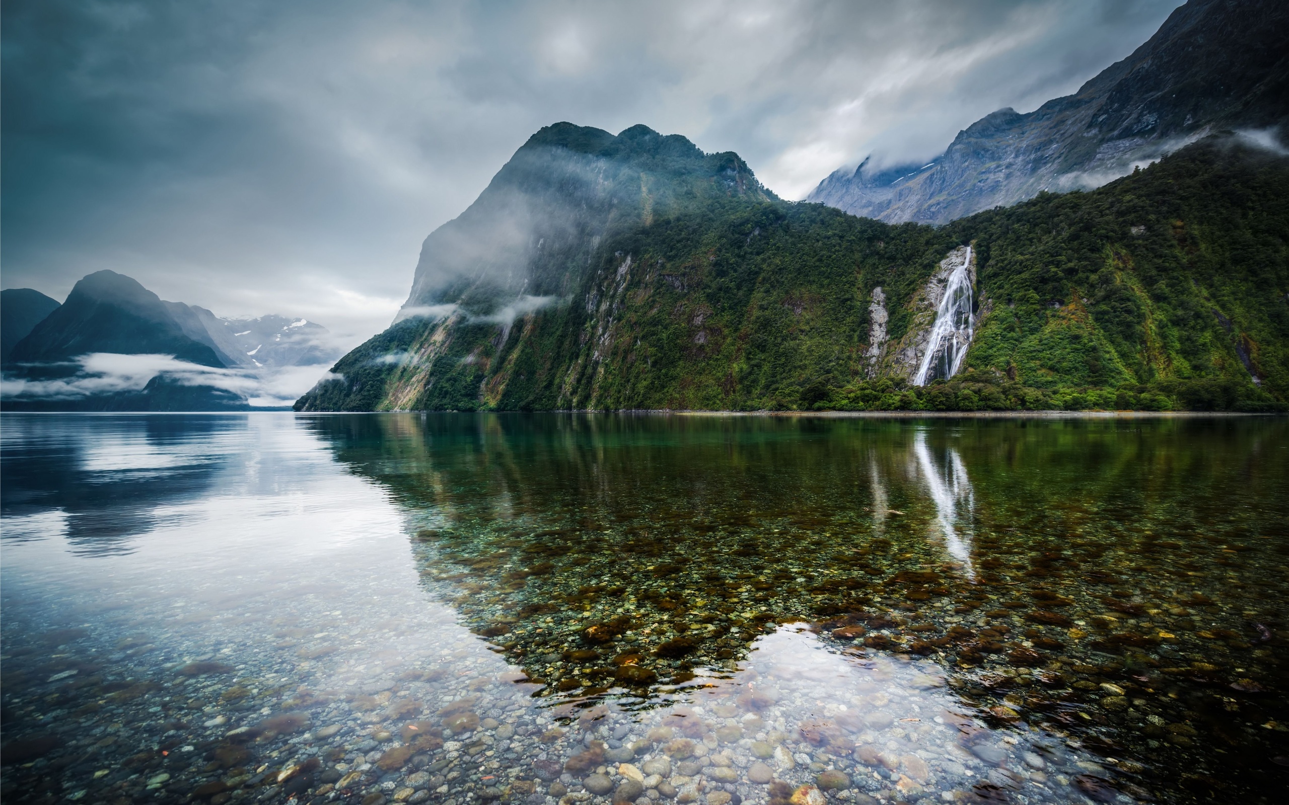 Descarga gratuita de fondo de pantalla para móvil de Montaña, Lago, Nueva Zelanda, Cascada, Piedra, Tierra/naturaleza, Reflejo.