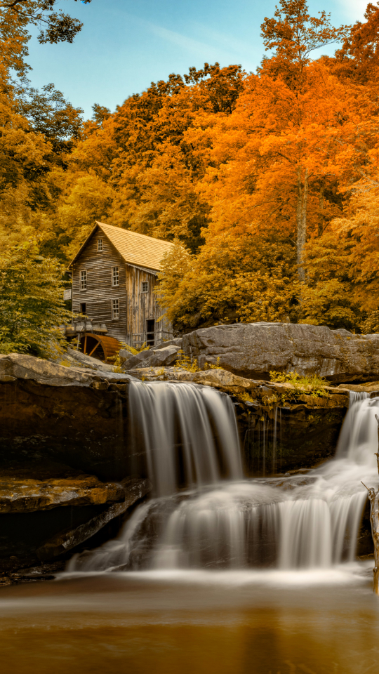 Download mobile wallpaper Waterfall, Fall, Man Made, Watermill for free.