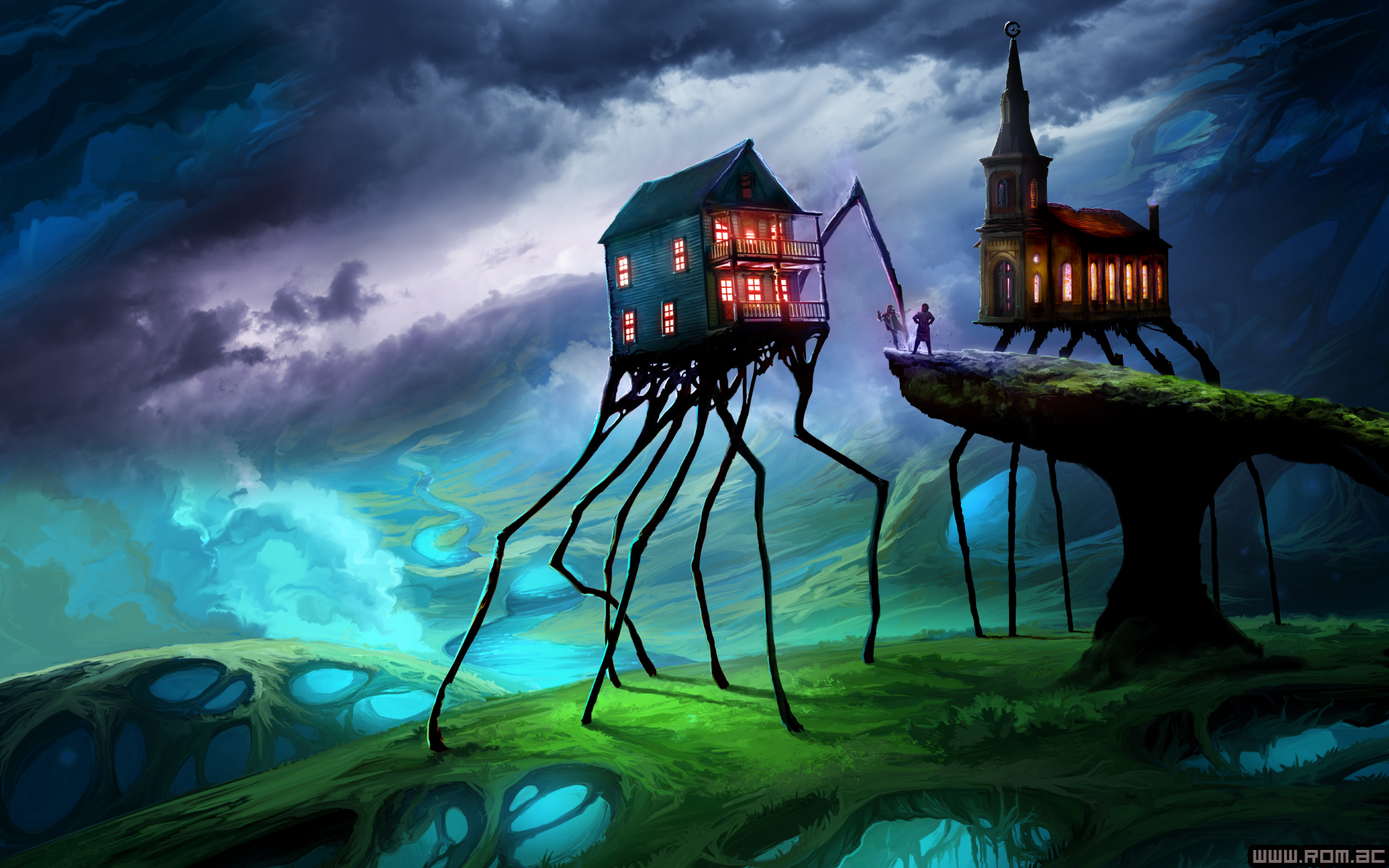 Free download wallpaper Landscape, House, Church, Romantically Apocalyptic, Comics, Post Apocalyptic on your PC desktop