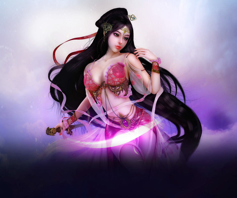 Download mobile wallpaper Fantasy, Oriental, Black Hair, Long Hair, Women Warrior, Woman Warrior for free.