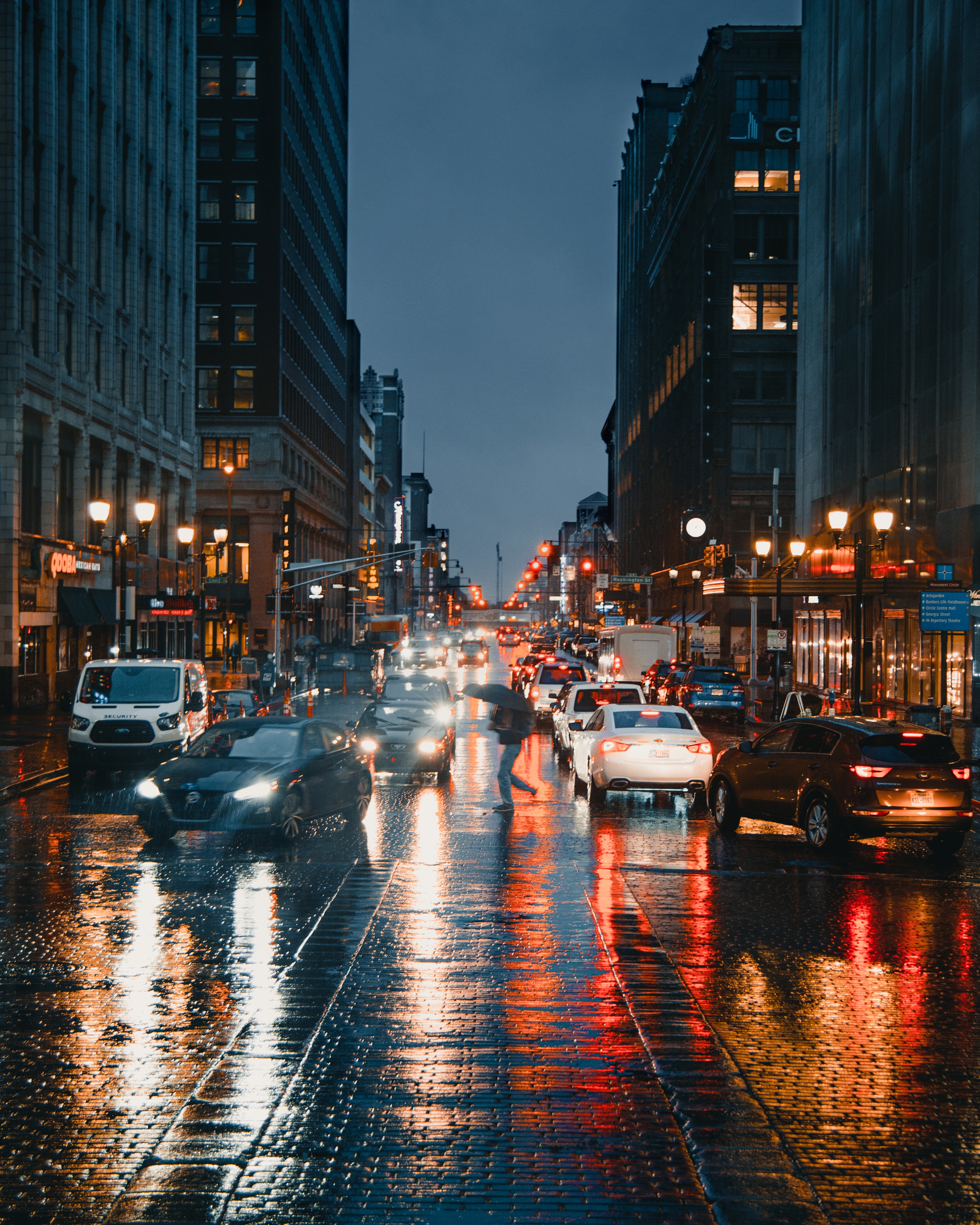 auto, cities, rain, city, road, street