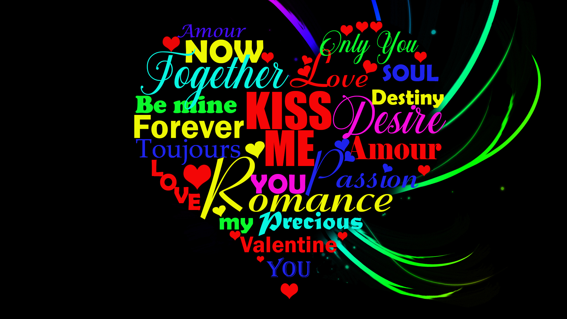 Free download wallpaper Valentine's Day, Love, Holiday, Colorful, Heart, Word on your PC desktop