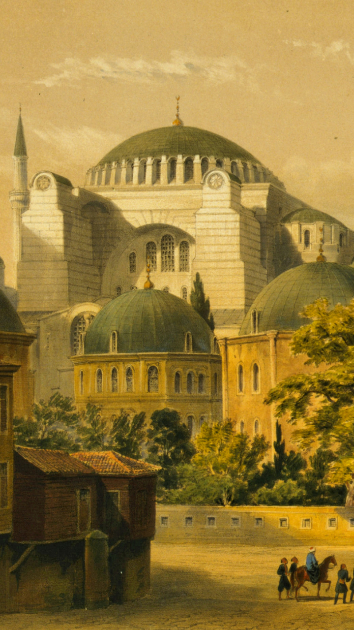 Handy-Wallpaper Malerei, Kuppel, Truthahn, Moschee, Religiös, Türkei, Hagia Sophia, Moscheen kostenlos herunterladen.