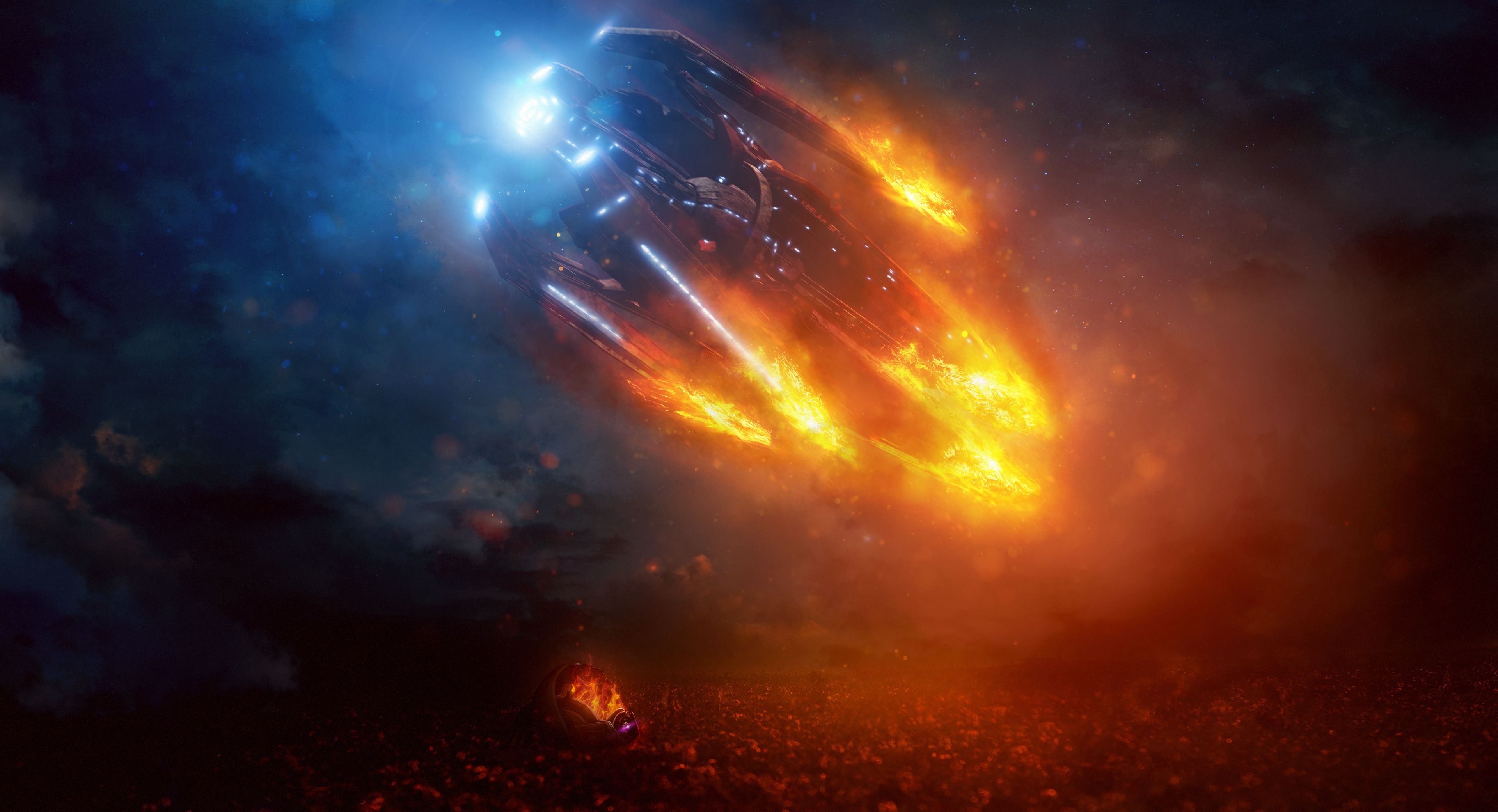 Descarga gratis la imagen Fuego, Mass Effect, Nave Espacial, Videojuego, Mass Effect: Andromeda en el escritorio de tu PC