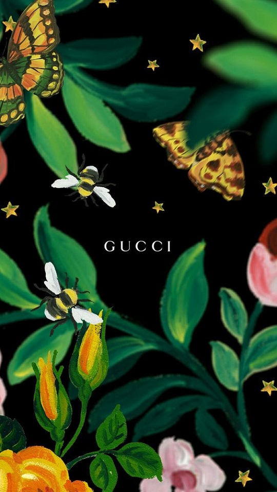 Téléchargez des papiers peints mobile Fleur, Abeille, Papillon, Produits, Gucci gratuitement.