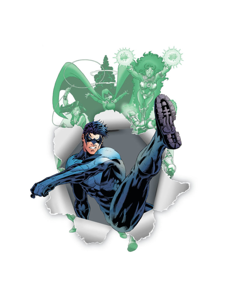 Download mobile wallpaper Comics, Dc Comics, Nightwing, Starfire (Dc Comics), Dick Grayson, Raven (Dc Comics), Teen Titans, Wonder Girl for free.