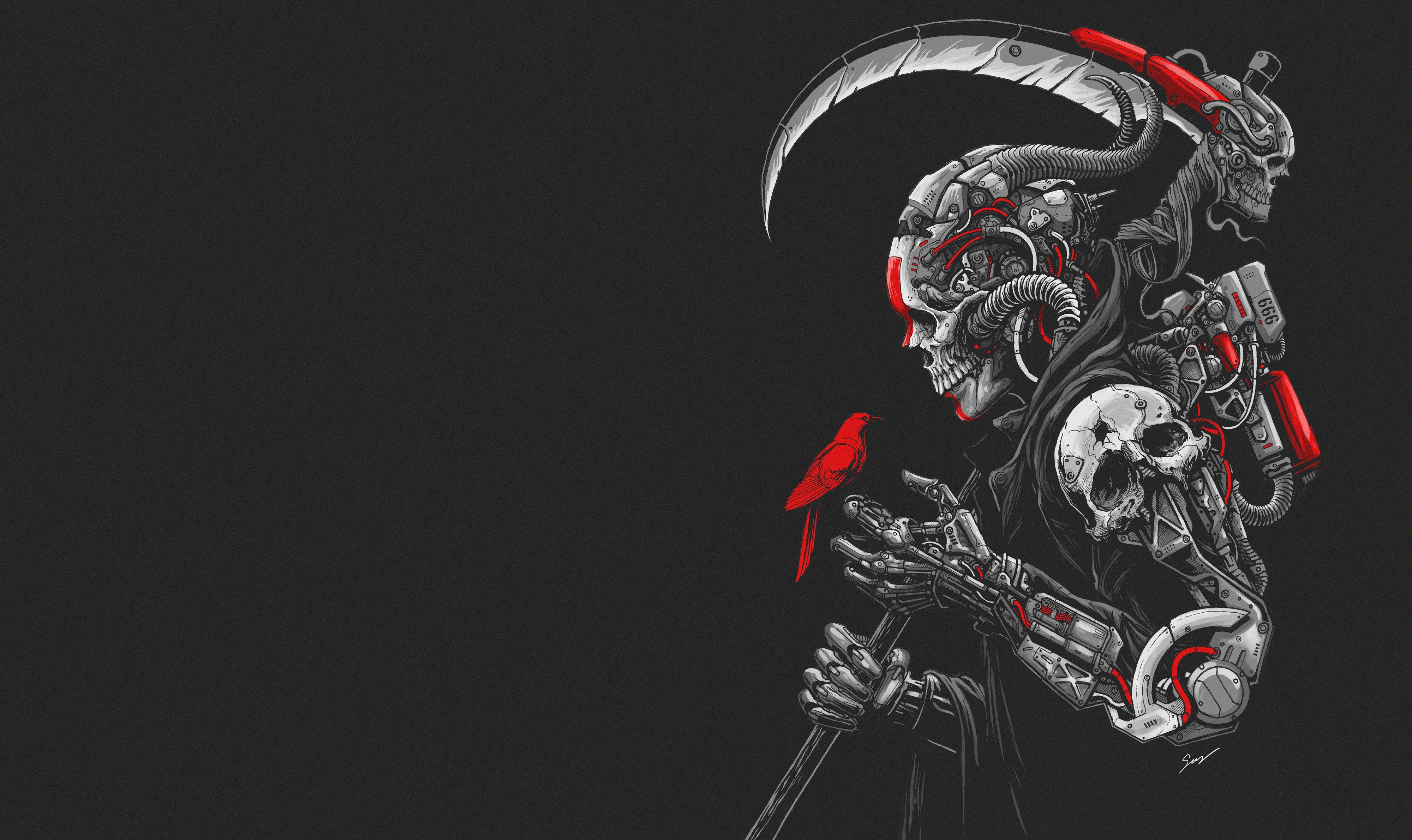 grim reaper, dark, robot, scythe Desktop home screen Wallpaper