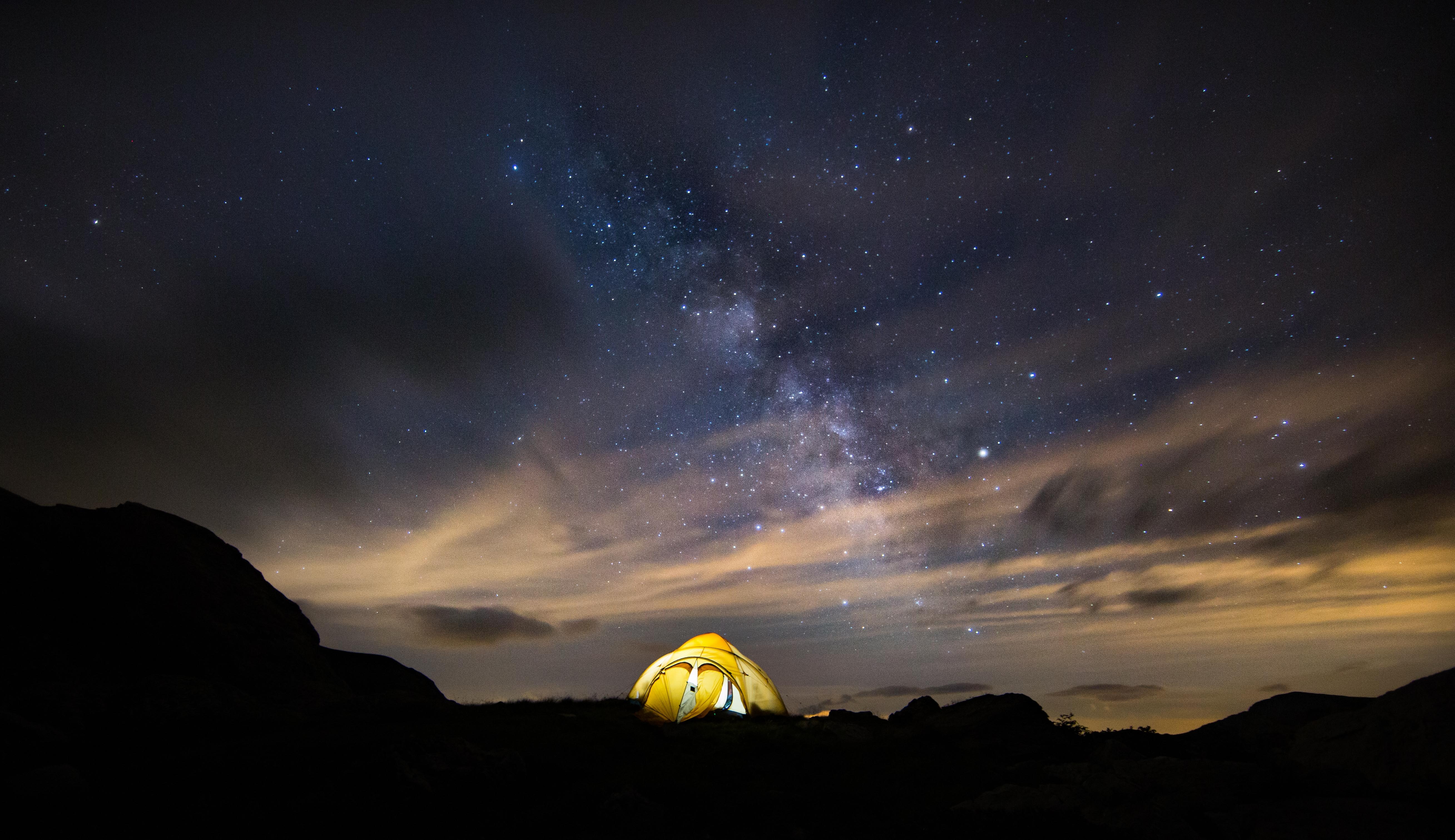 Free download wallpaper Nature, Tent, Stars, Starry Sky, Night on your PC desktop