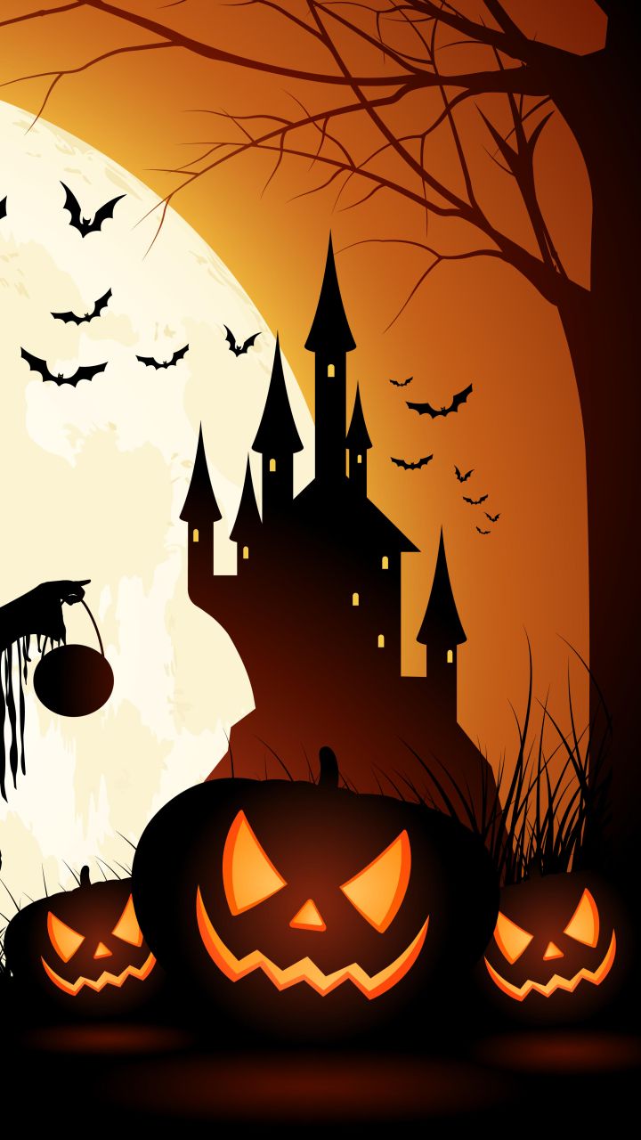 Download mobile wallpaper Halloween, Moon, Holiday, Jack O' Lantern for free.