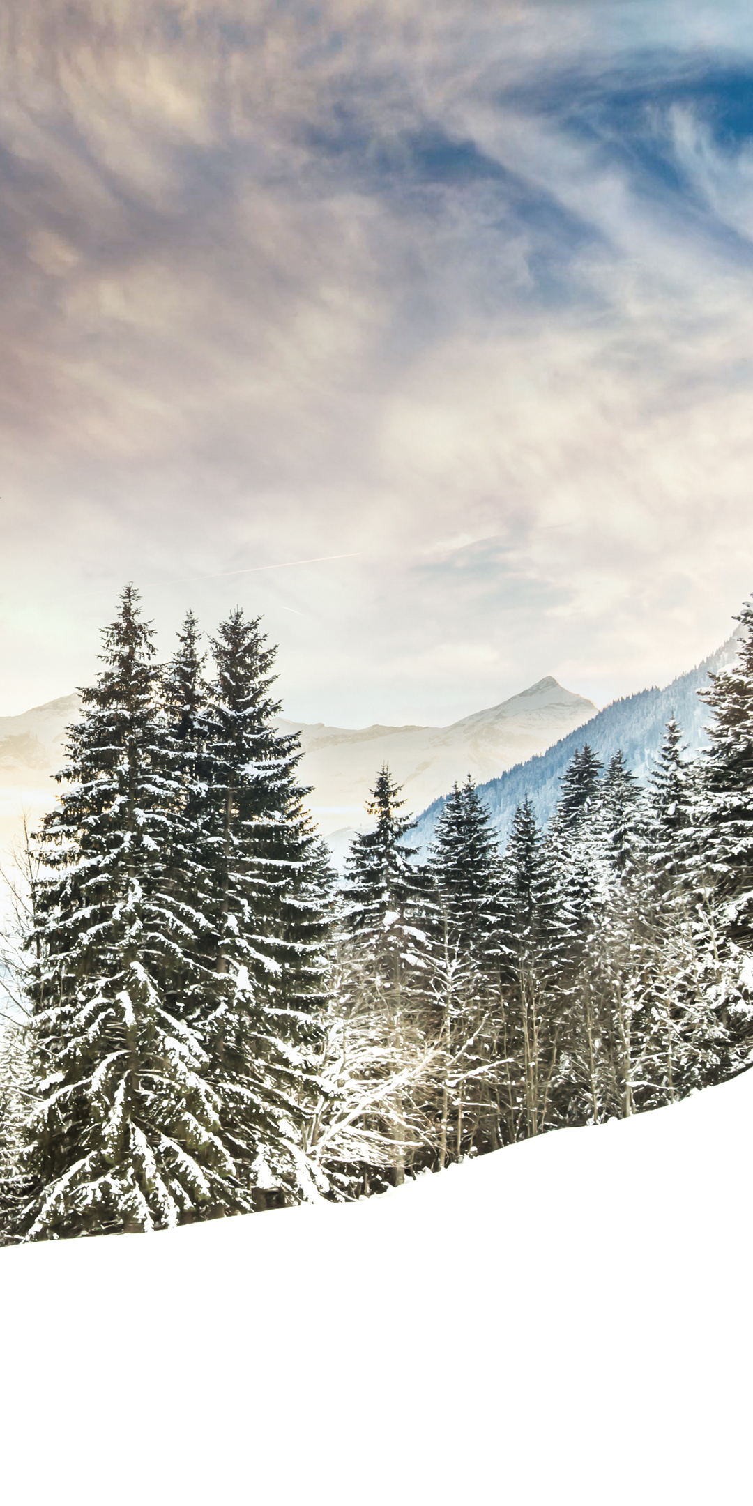Download mobile wallpaper Winter, Nature, Snow, Mountain, Forest, Earth for free.