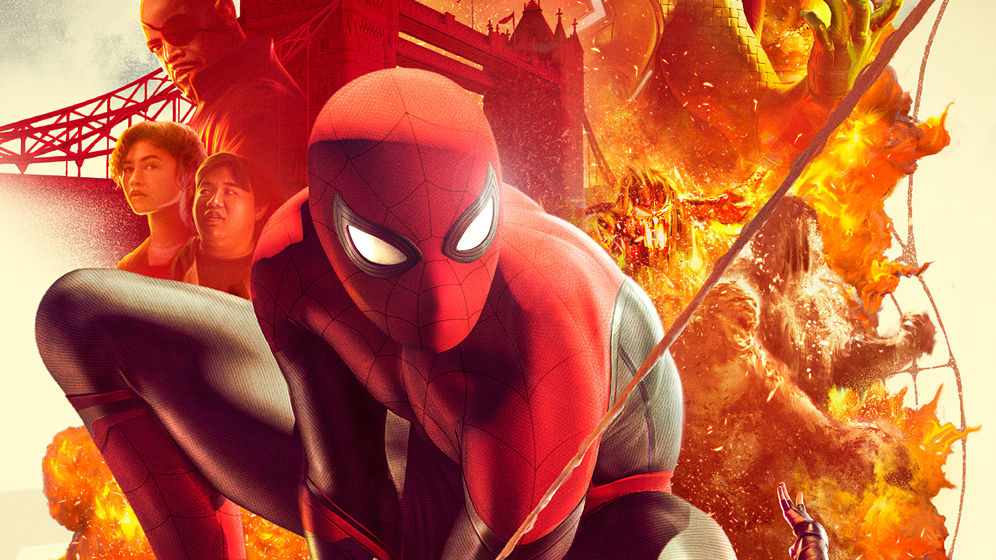 Laden Sie das Filme, Spider Man, Nick Fury, Peter Parker, Spider Man: Far From Home-Bild kostenlos auf Ihren PC-Desktop herunter