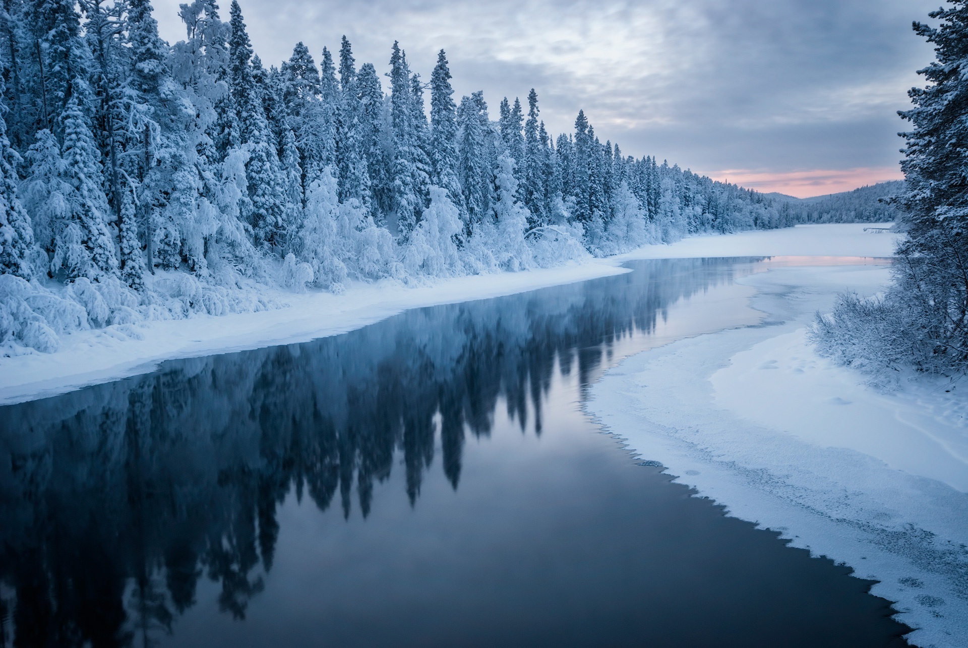 Baixe gratuitamente a imagem Inverno, Natureza, Neve, Rio, Terra/natureza, Reflecção na área de trabalho do seu PC