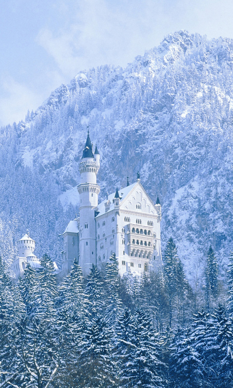 Скачать картинку Зима, Замки, Замок, Германия, Замок Нойшванштайн, Сделано Человеком в телефон бесплатно.
