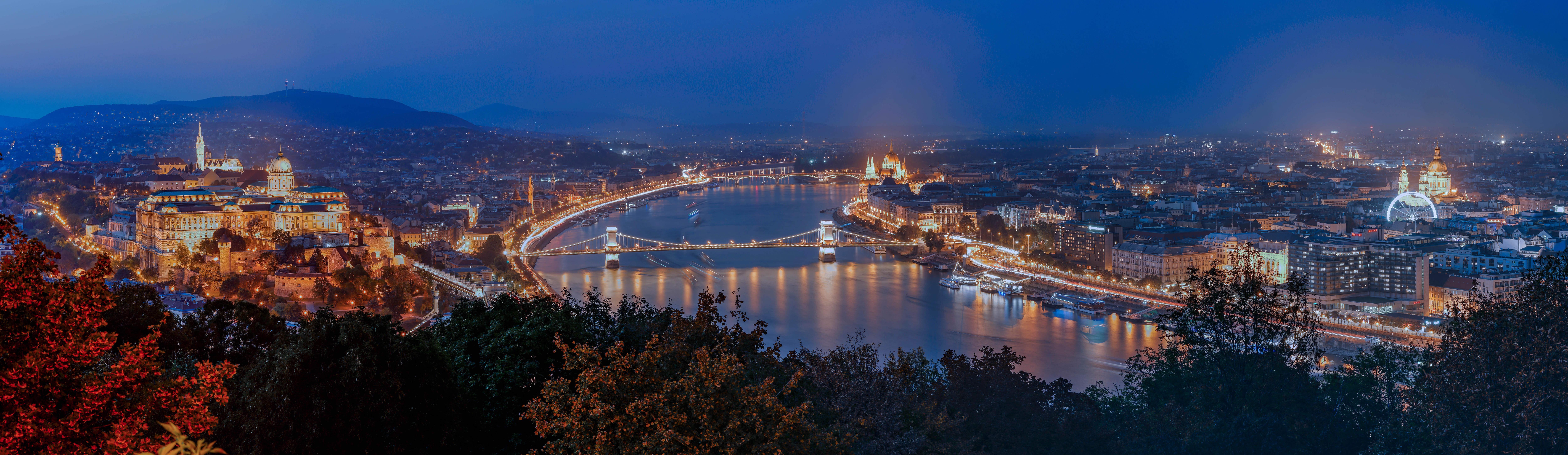 Download mobile wallpaper Cities, Night, City, Panorama, Hungary, Budapest, Man Made for free.