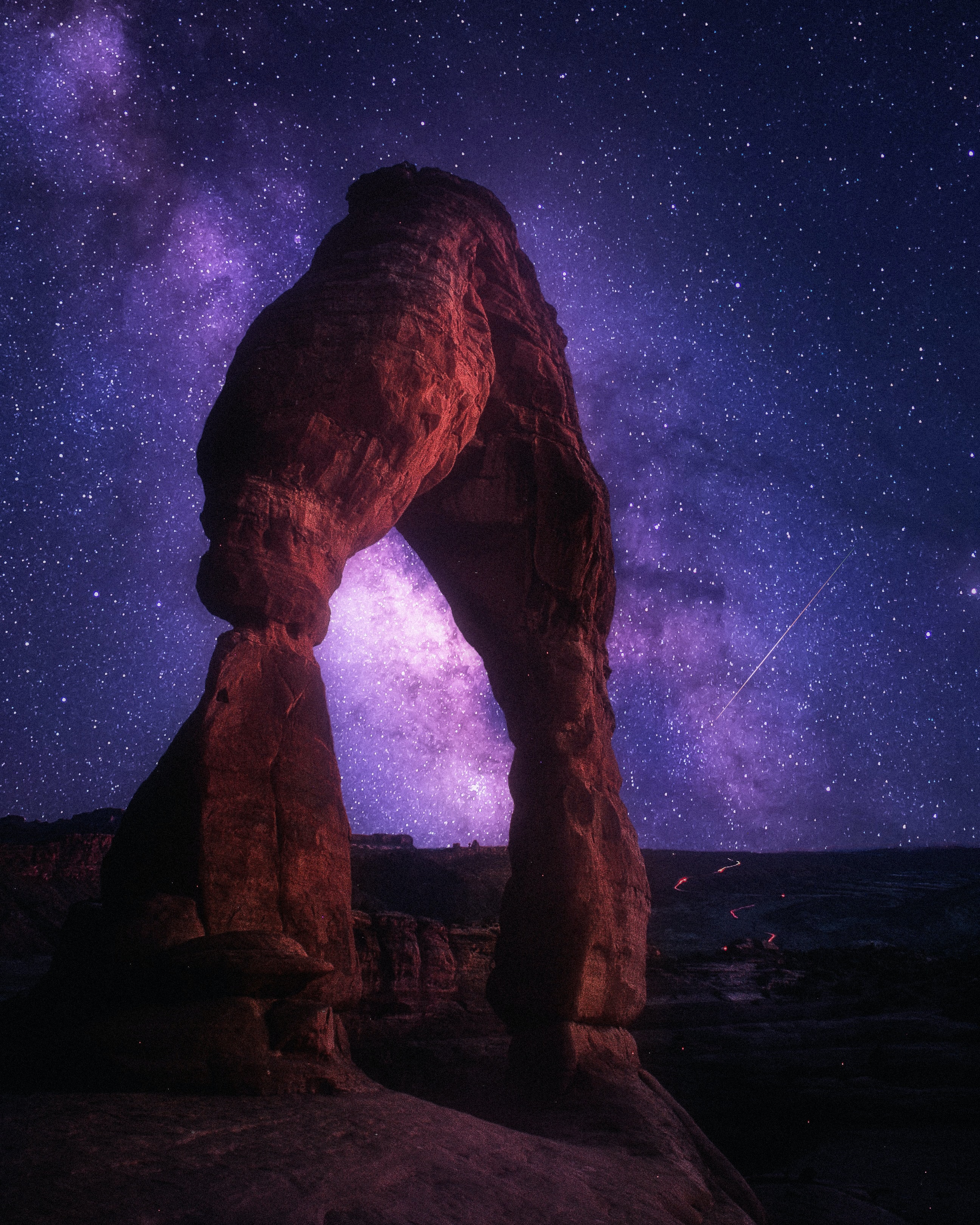 Download mobile wallpaper Rock, Arch, Starry Sky, Night, Dark for free.