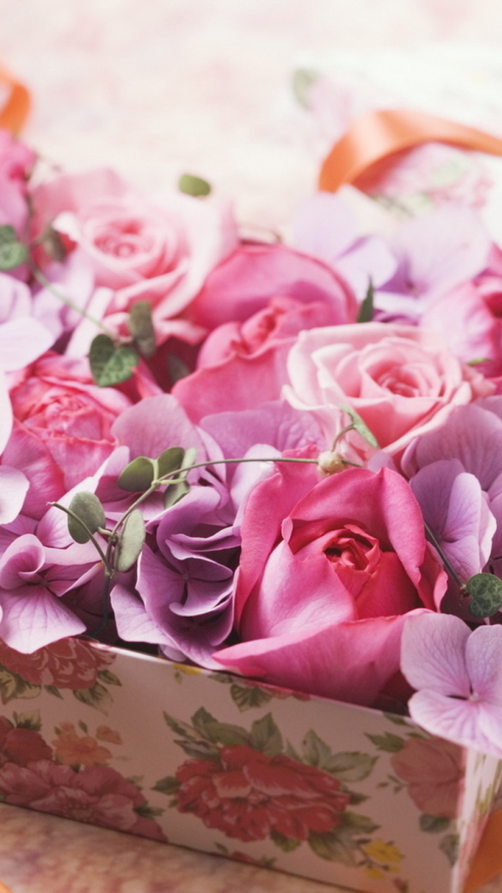 無料モバイル壁紙花, 薔薇, ビンテージ, 箱, マンメイド, ピンクの花をダウンロードします。