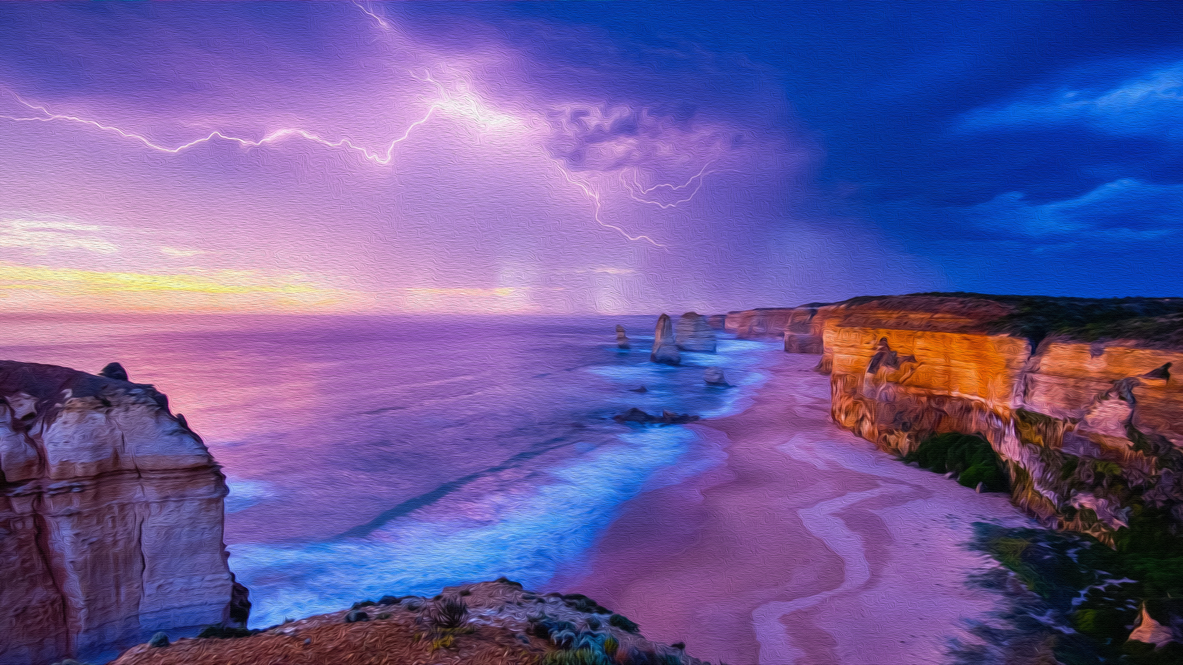 earth, the twelve apostles, cliff, sea, storm