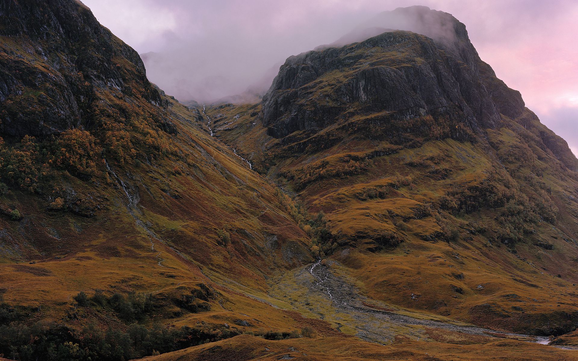 356733 baixar imagens terra/natureza, montanha, neblina, glen coe, planalto, escócia, montanhas - papéis de parede e protetores de tela gratuitamente