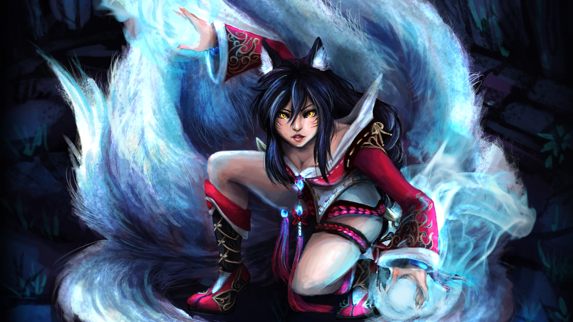 Download mobile wallpaper Magic, League Of Legends, Tail, Video Game, Animal Ears, Ahri (League Of Legends) for free.