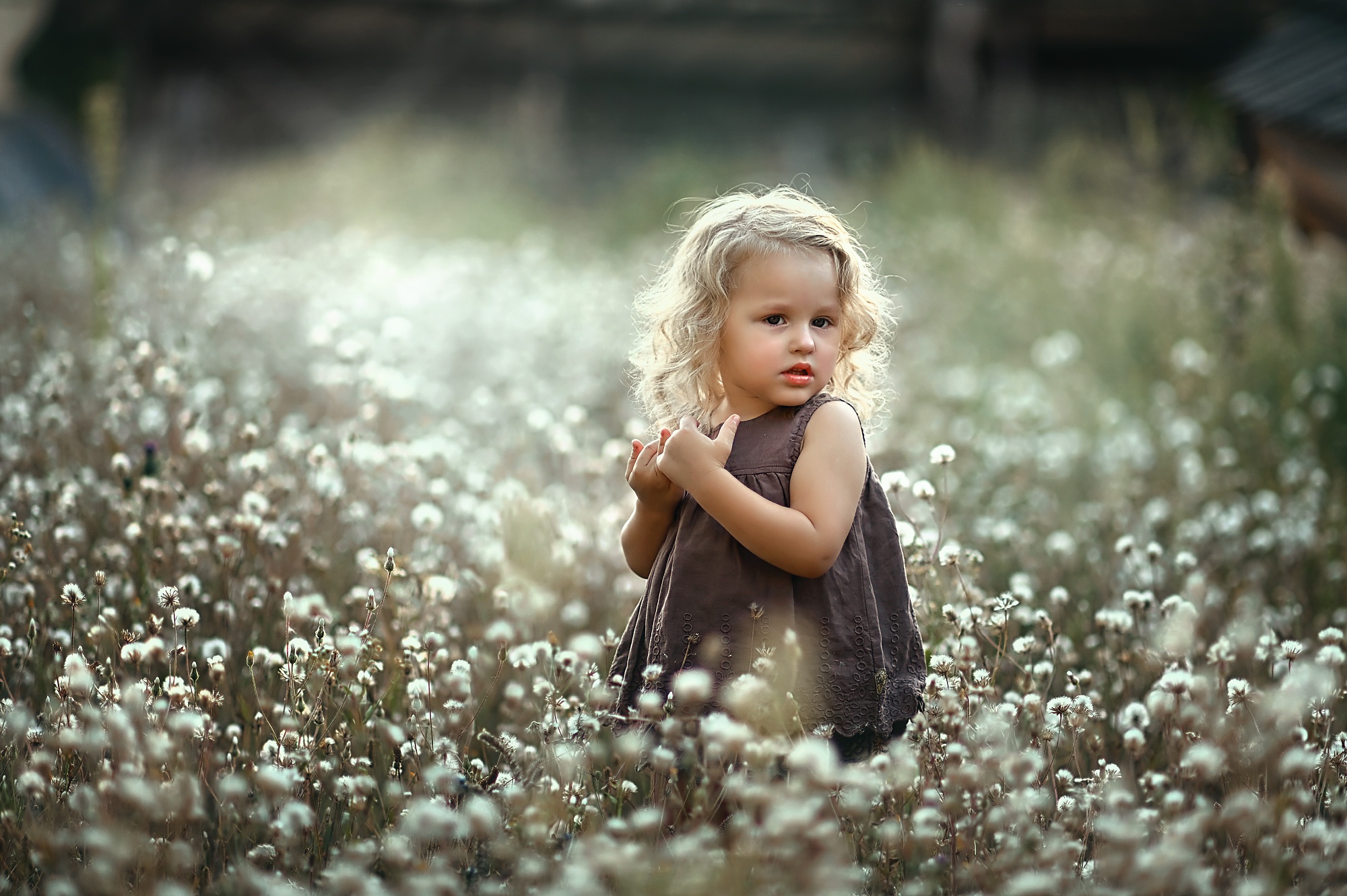 Download mobile wallpaper Flower, Mood, Child, Dress, Photography for free.