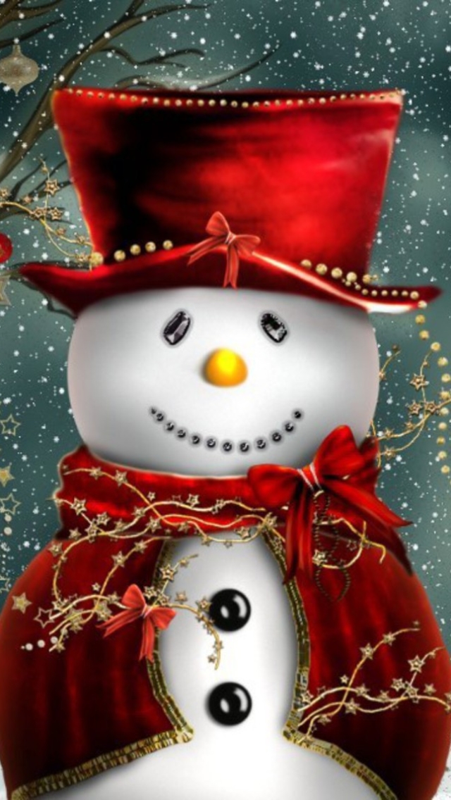 Descarga gratuita de fondo de pantalla para móvil de Nieve, Navidad, Muñeco De Nieve, Día Festivo, Sombrero, Copo De Nieve, Adornos De Navidad.