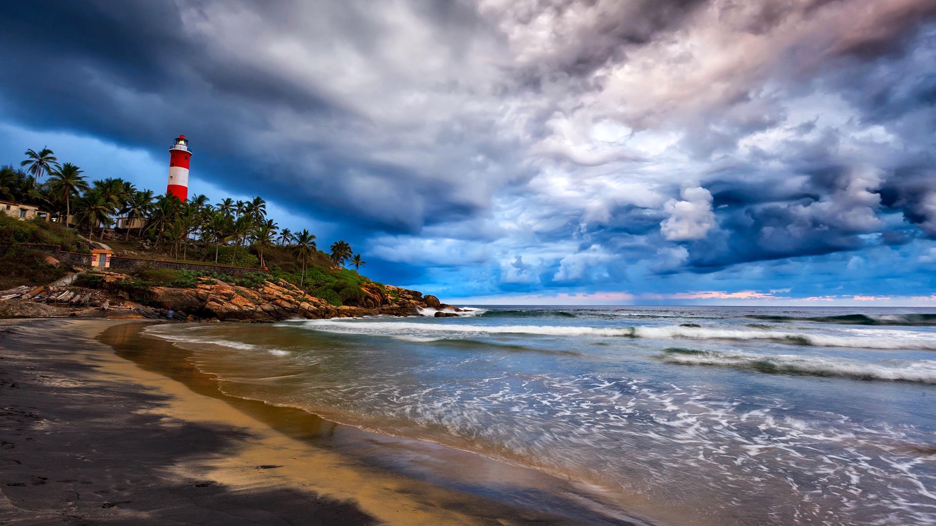 Laden Sie das Strand, Sand, Horizont, Küste, Ozean, Leuchtturm, Wolke, Fotografie, Himmel-Bild kostenlos auf Ihren PC-Desktop herunter
