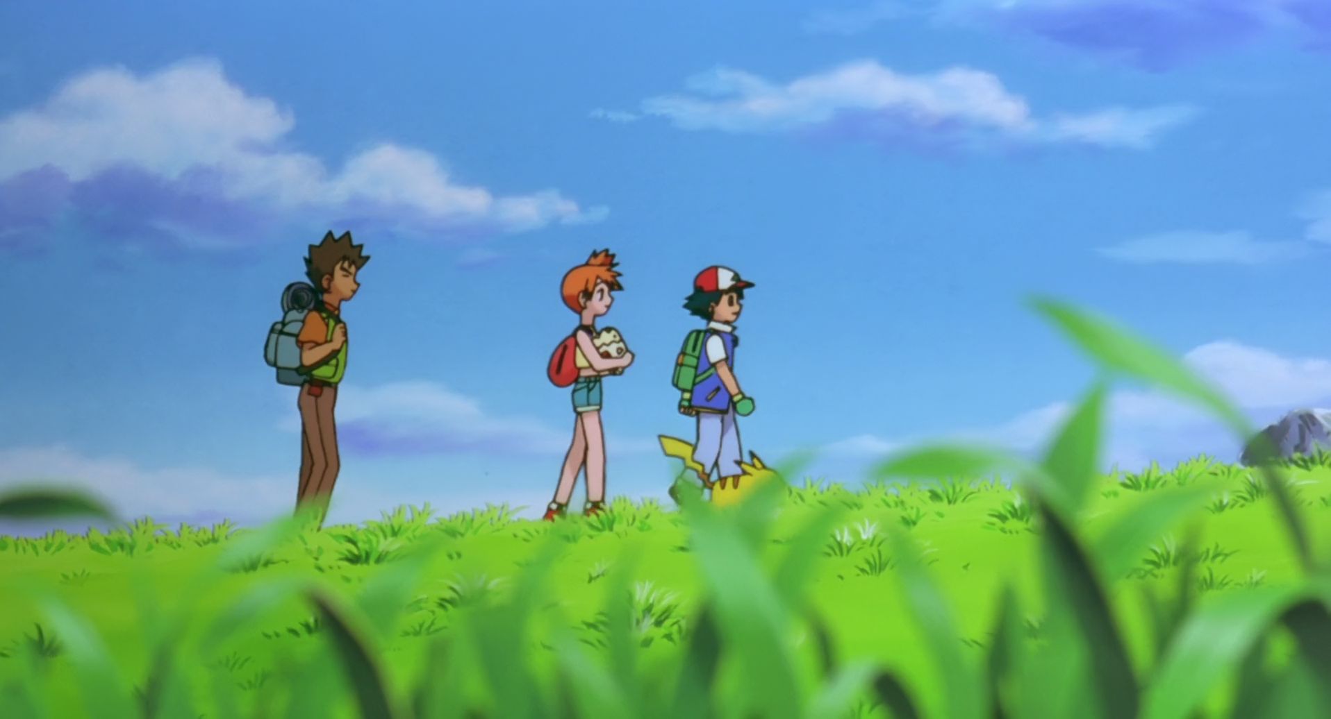 ash ketchum, anime, pokémon: the first movie, brock (pokémon), misty (pokémon), pikachu, pokémon