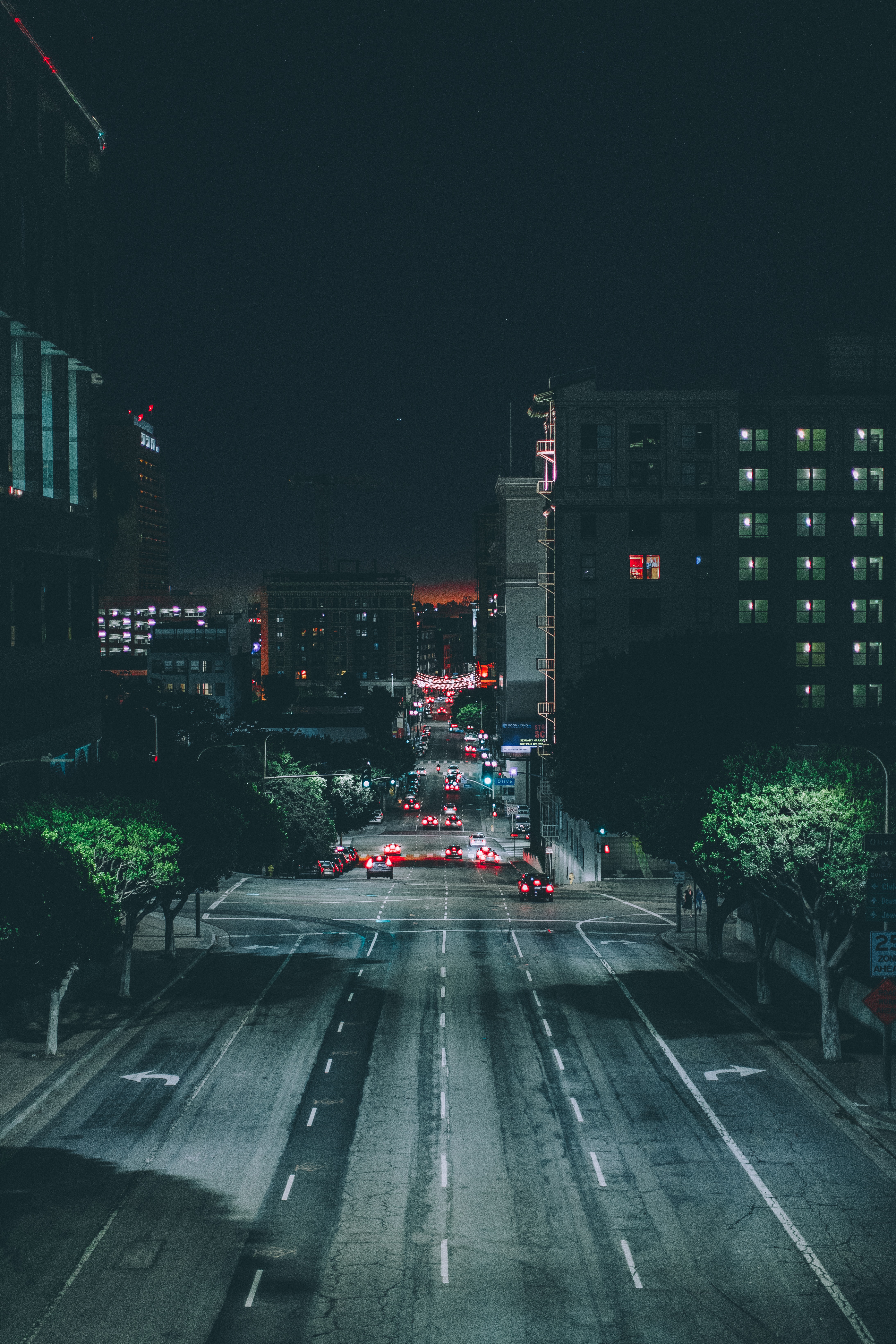 road, traffic, cities, movement, night city, los angeles Free Background