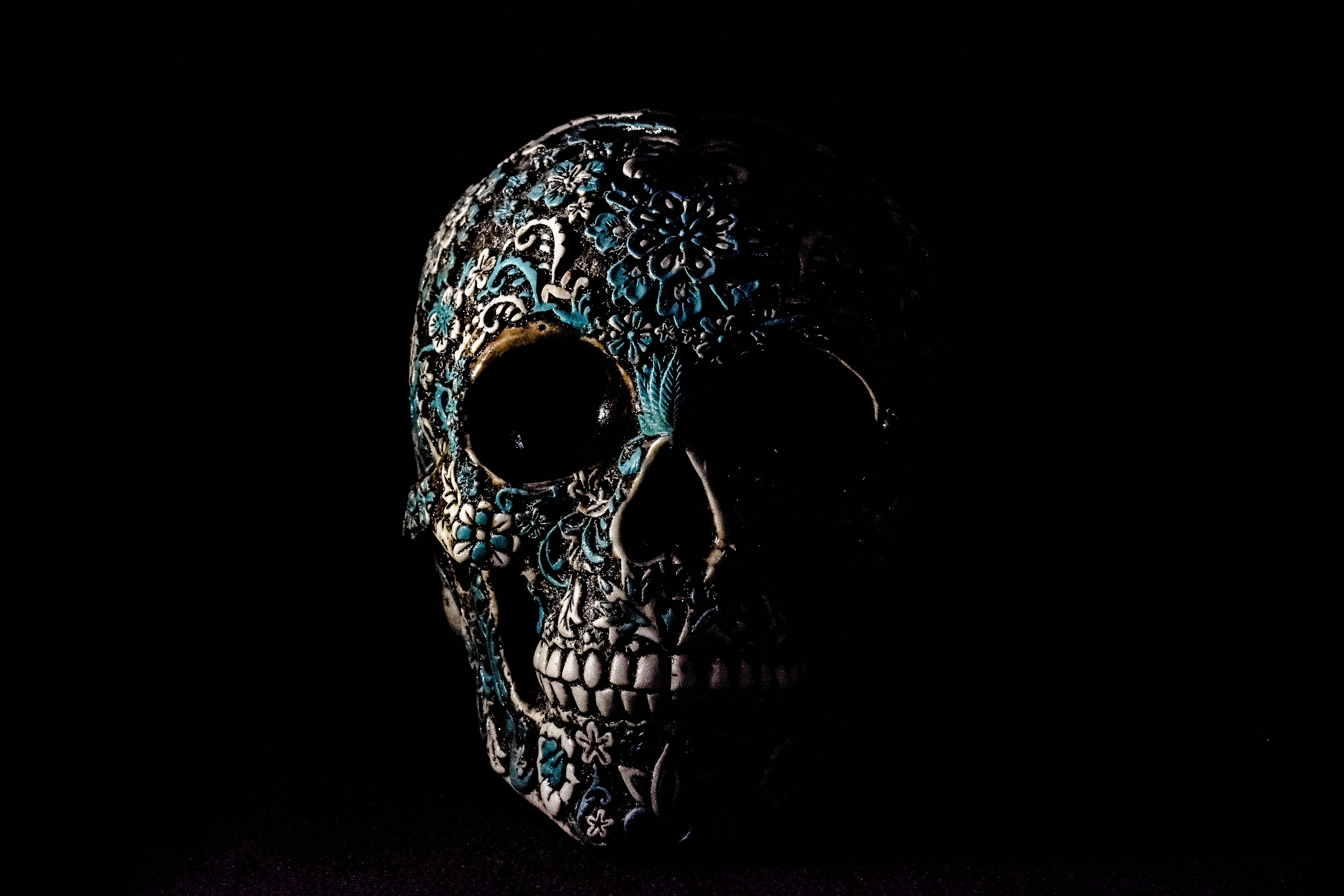 skull, dark, dice, patterns, bones
