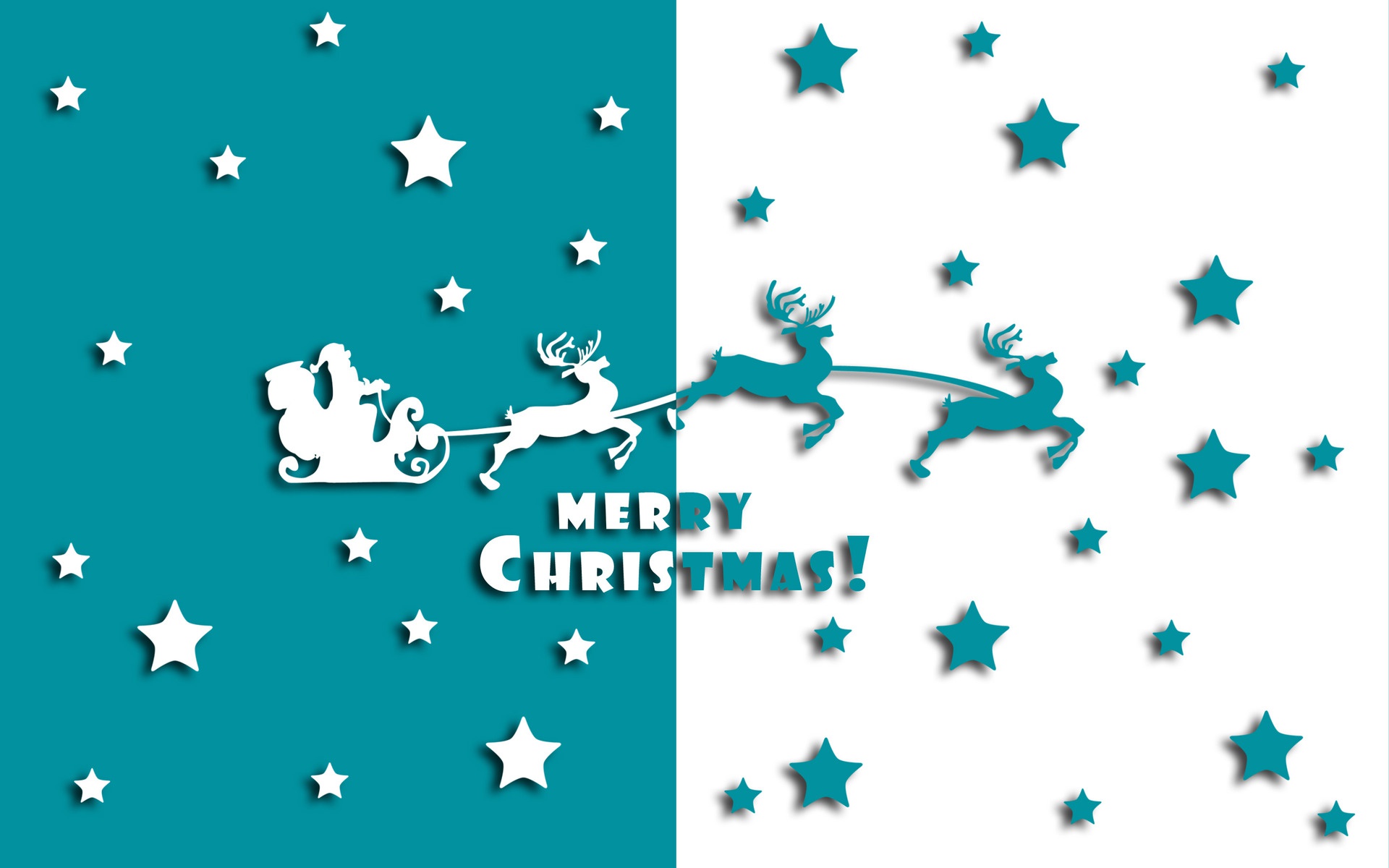 Free download wallpaper 3D, Christmas, Holiday, Sleigh, Star, Santa, Merry Christmas, Reindeer on your PC desktop