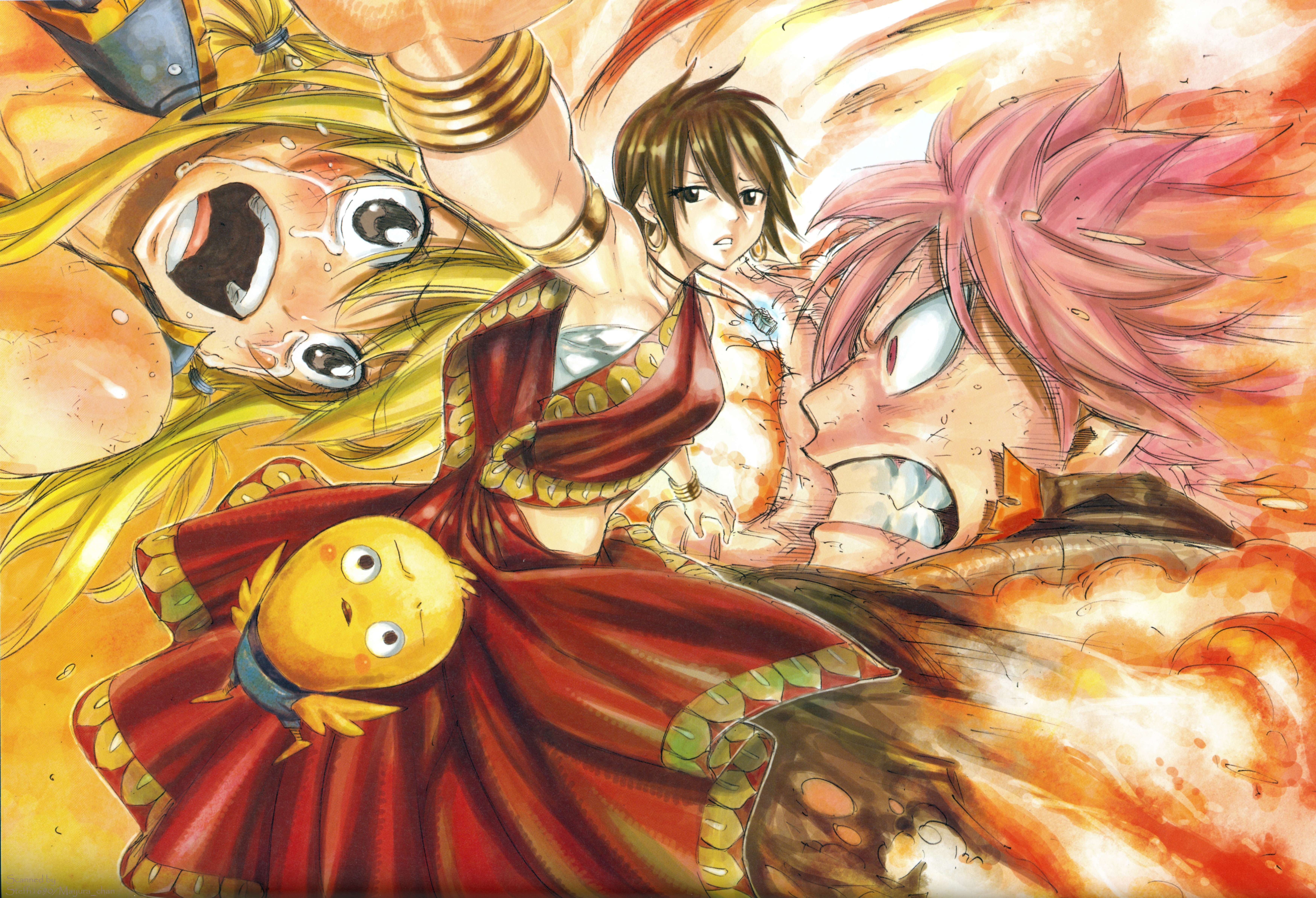 Handy-Wallpaper Animes, Fairy Tail, Lucy Heartfilia, Natsu Dragneel, Eclair (Fairy Tail), Momon (Fairy Tail) kostenlos herunterladen.