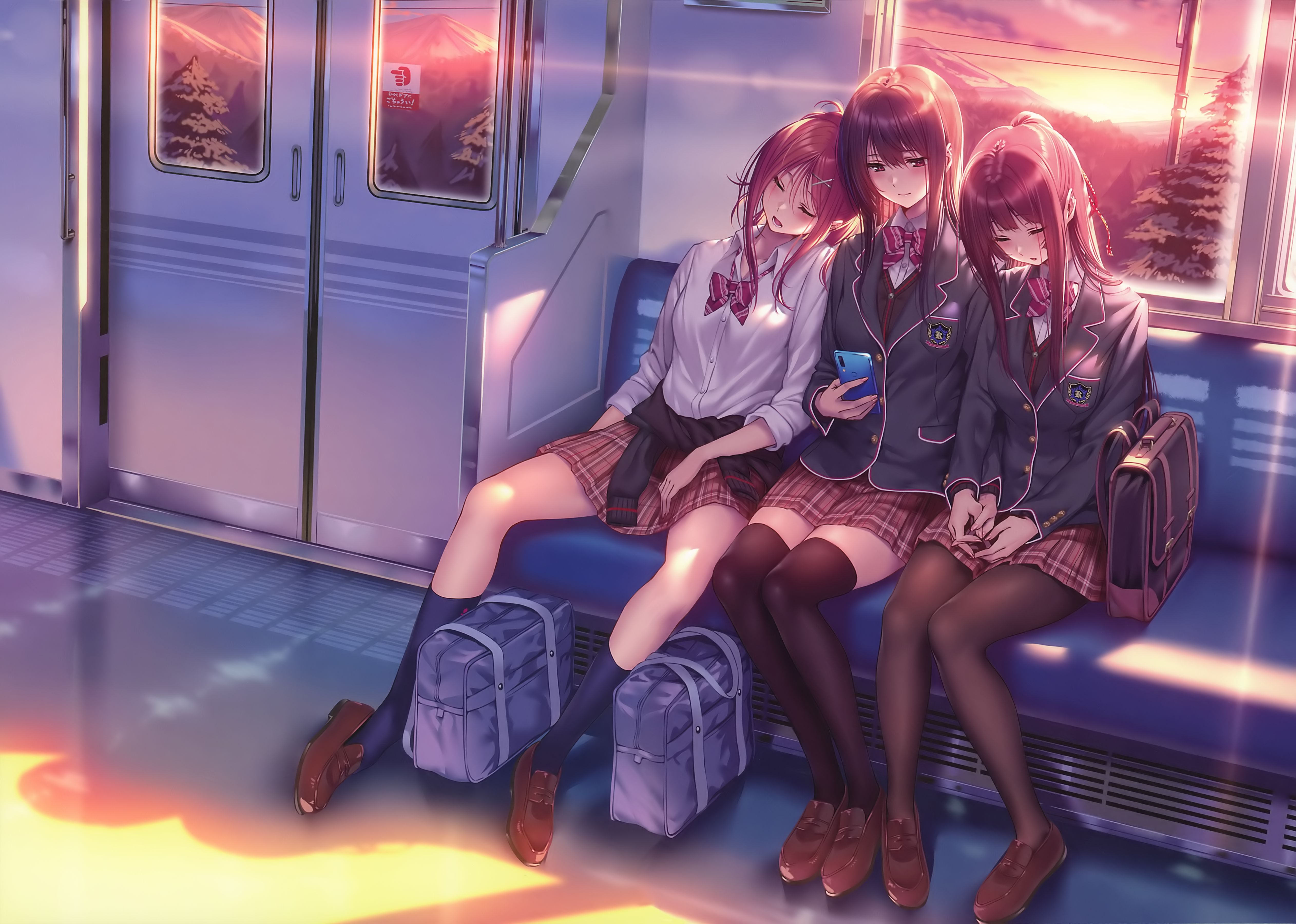 Download mobile wallpaper Anime, Sunset, Girl, School Uniform for free.