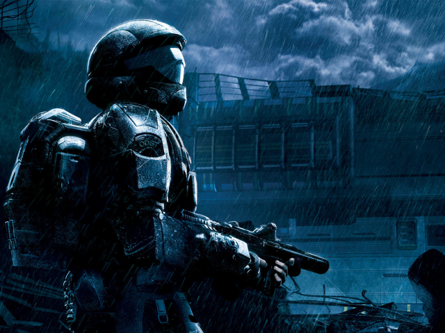 Download mobile wallpaper Rain, Night, Halo, Video Game, Gun, Halo 3: Odst for free.