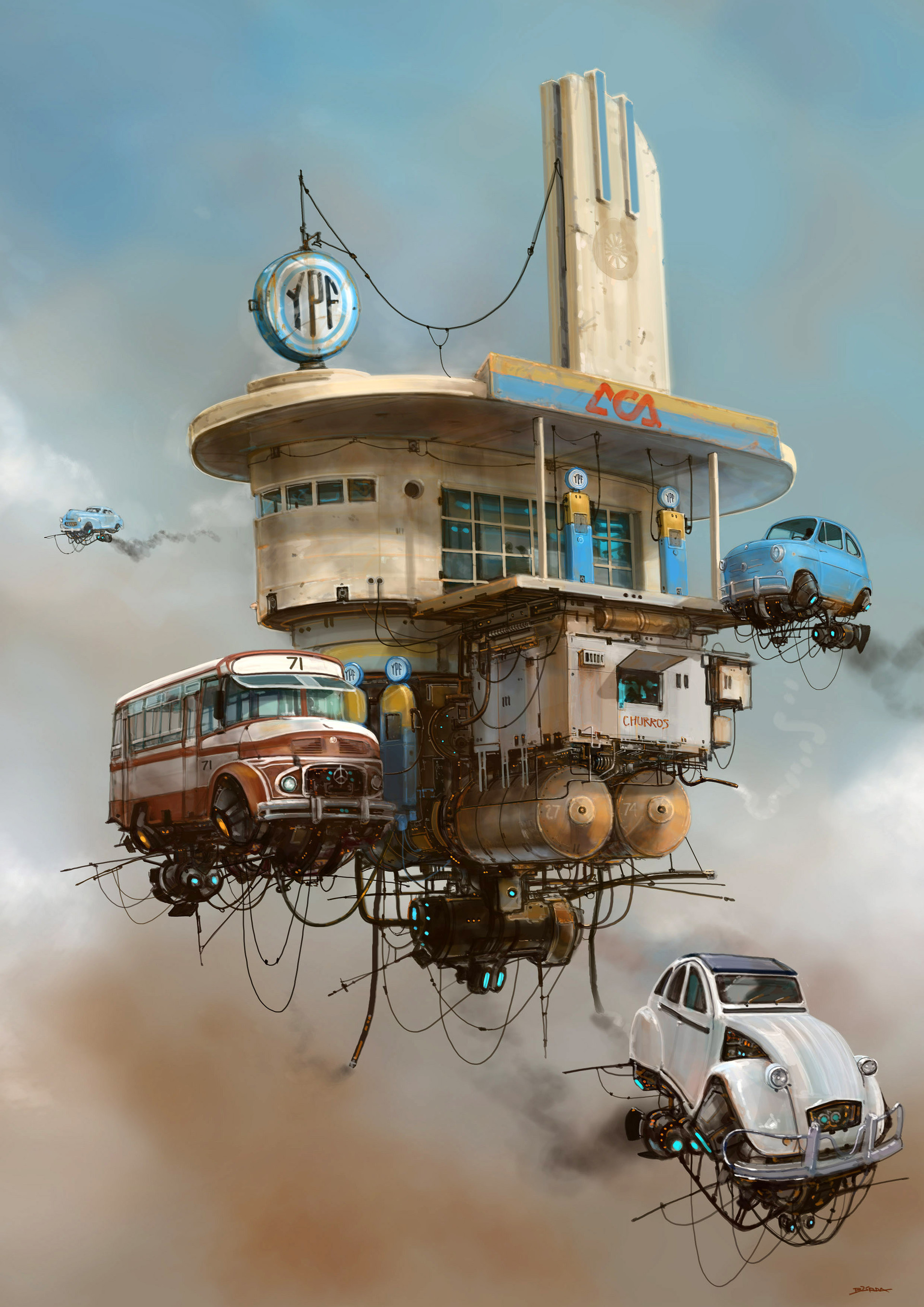 sci fi, auto, art, ssi fi, fiction, that's incredible, sky, building