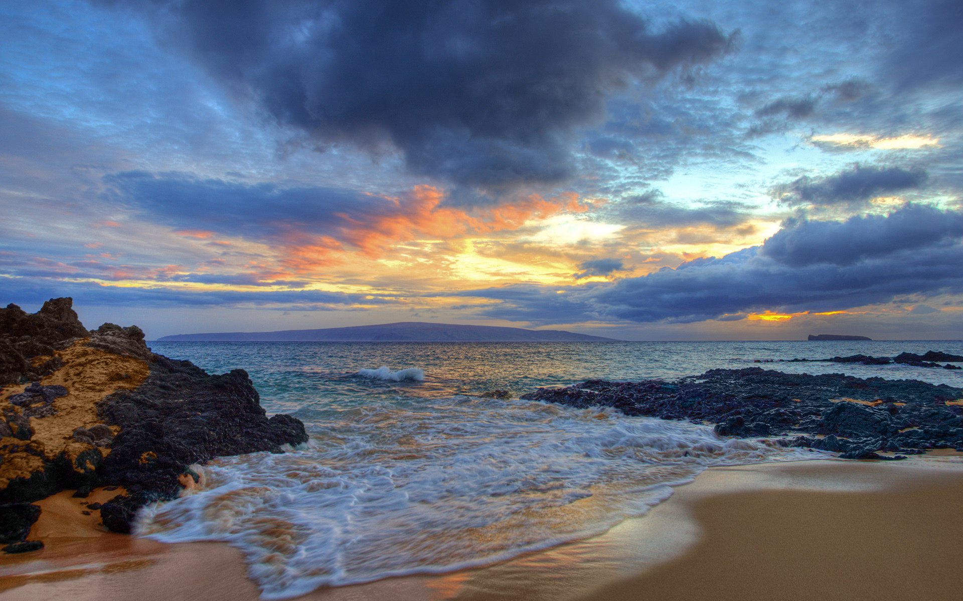 Download mobile wallpaper Sunset, Sky, Sea, Beach, Ocean, Earth, Cloud for free.