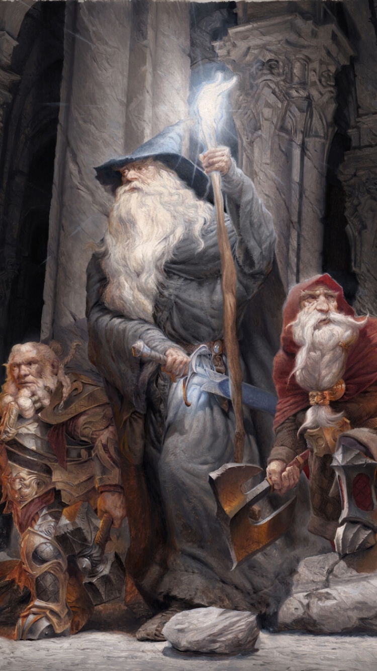 Download mobile wallpaper Fantasy, Lord Of The Rings, Warrior, Dwarf, Staff, Wizard, The Lord Of The Rings, Gandalf for free.