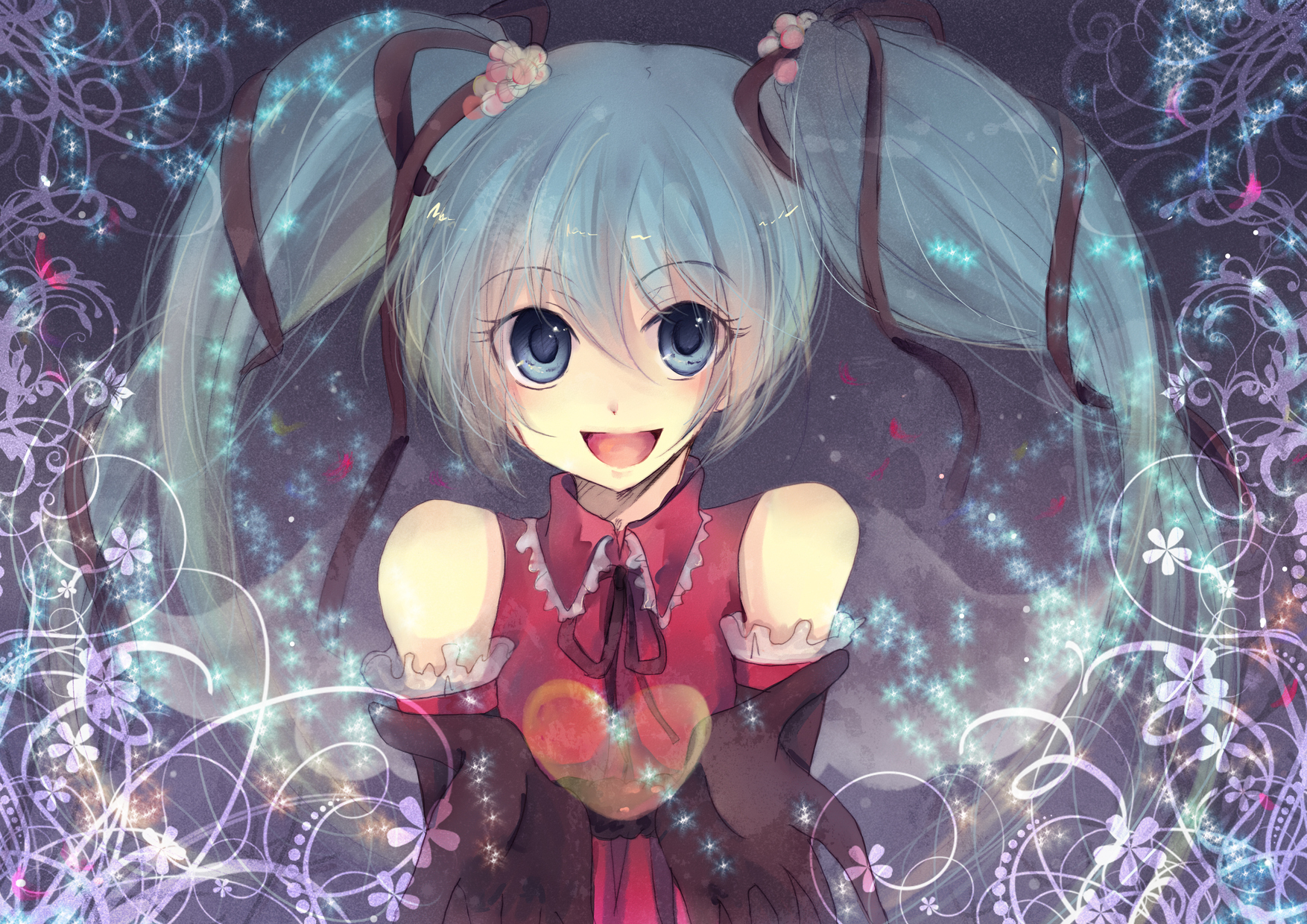 Download mobile wallpaper Vocaloid, Hatsune Miku, Heart, Anime for free.