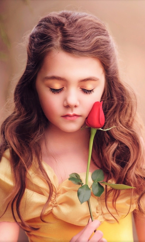 Download mobile wallpaper Rose, Child, Photography, Red Rose, Little Girl for free.