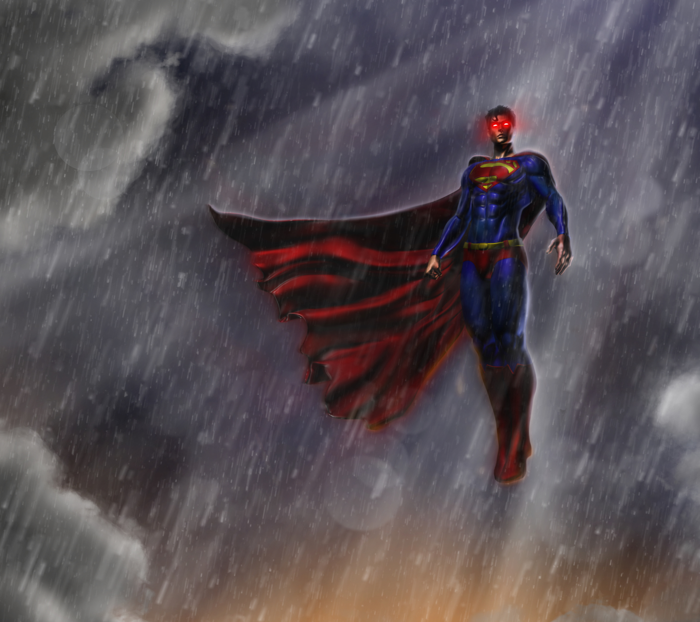 Скачать обои бесплатно Дождь, Комиксы, Супергерой, Супермен, Логотип Супермена картинка на рабочий стол ПК