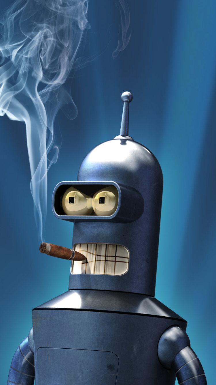 Handy-Wallpaper Roboter, Futurama, Fernsehserien, None, Bender (Futurama), Rauchen, Zigarre kostenlos herunterladen.