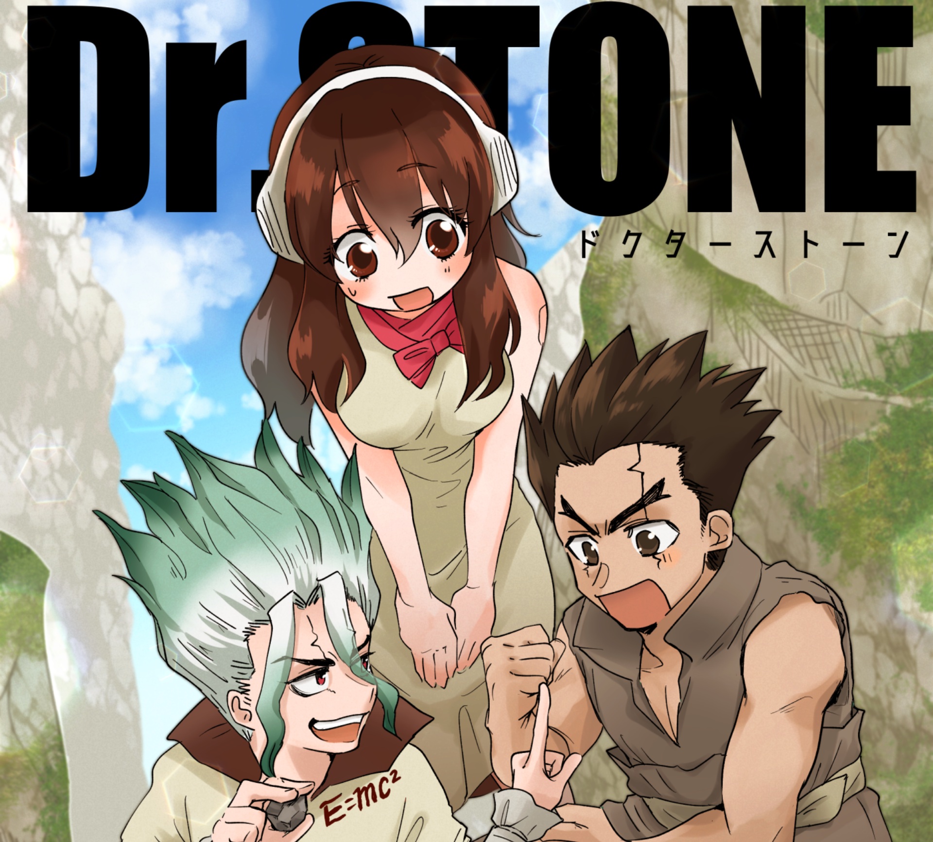Free download wallpaper Anime, Dr Stone, Senku Ishigami, Taiju Oki, Yuzuriha Ogawa on your PC desktop