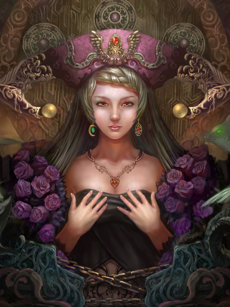 Download mobile wallpaper Fantasy, Flower, Crown, Women for free.