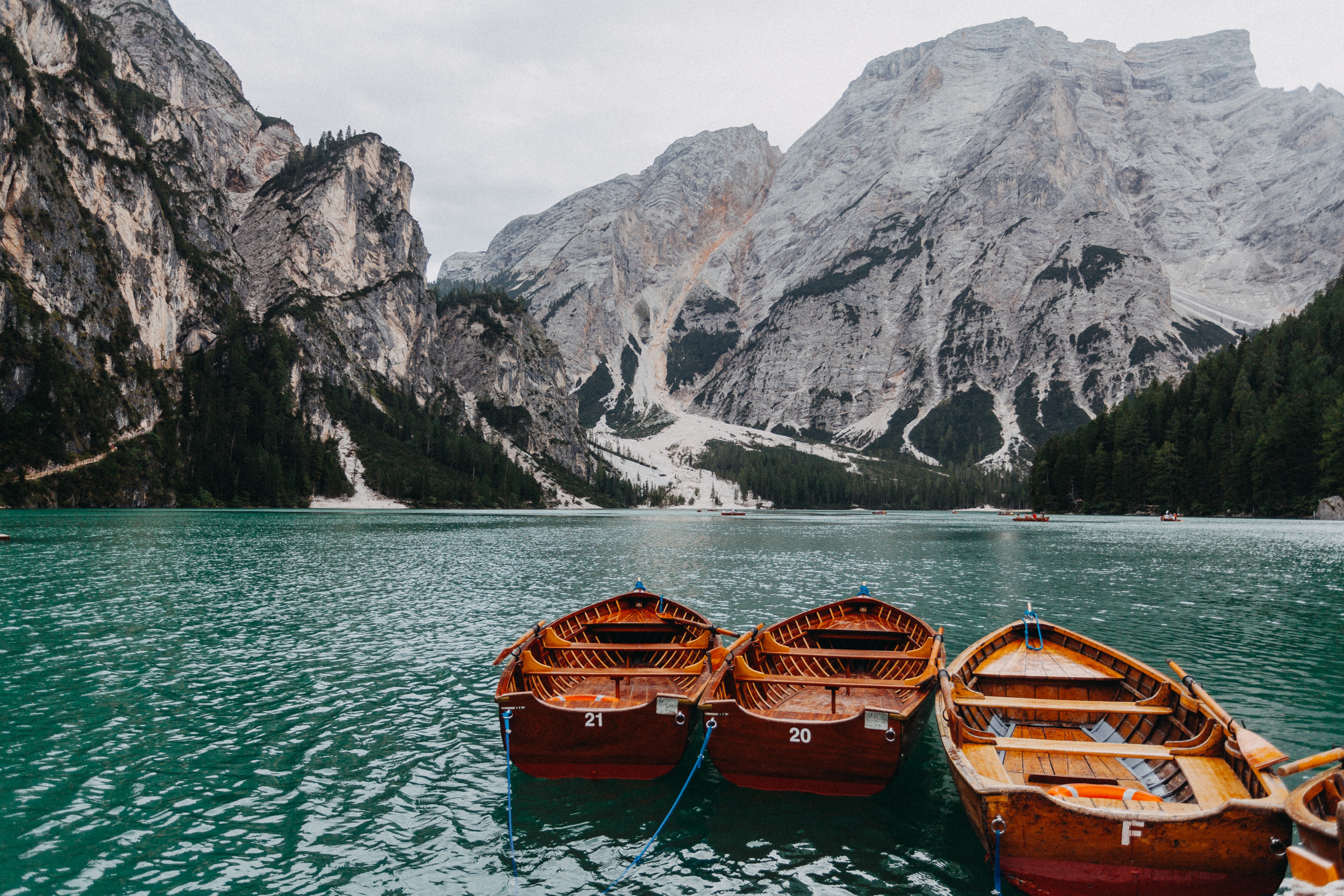 Free download wallpaper Lake, Boats, Mountains, Nature on your PC desktop