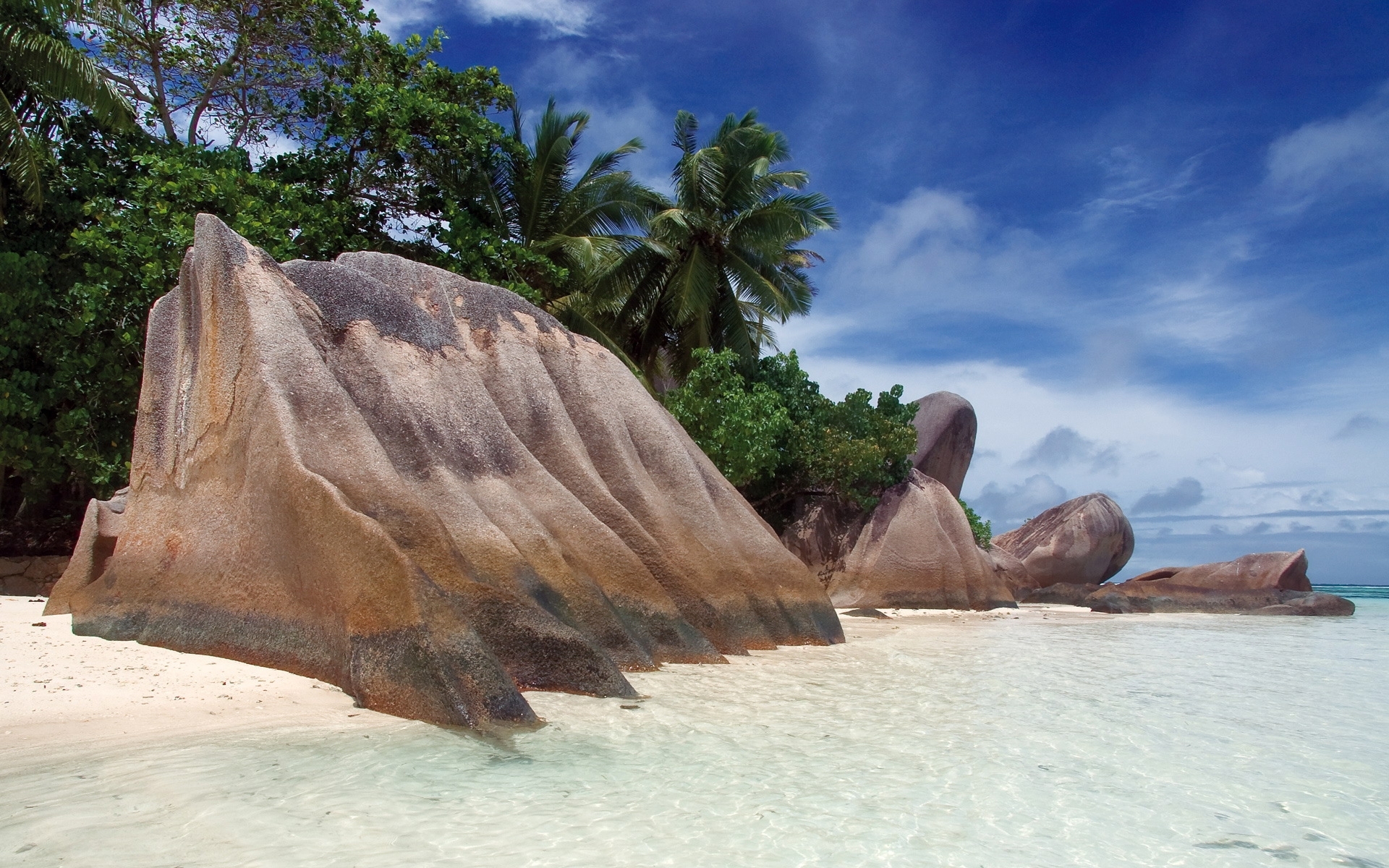 Free download wallpaper Landscape, Stones, Palms, Sea, Beach on your PC desktop