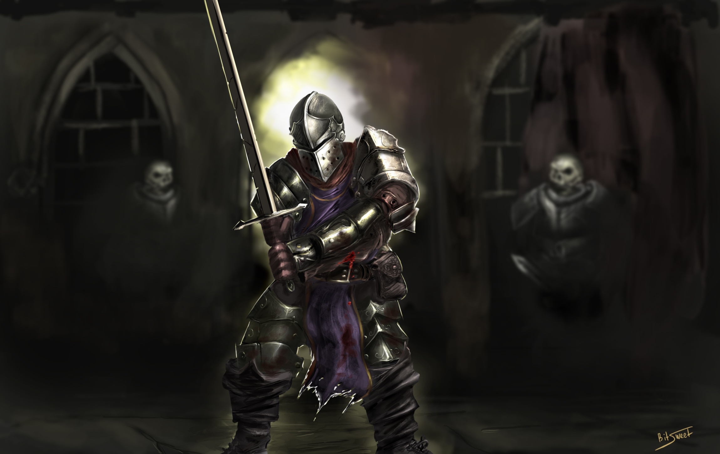 video game, darkest dungeon, armor, knight, sword, warrior