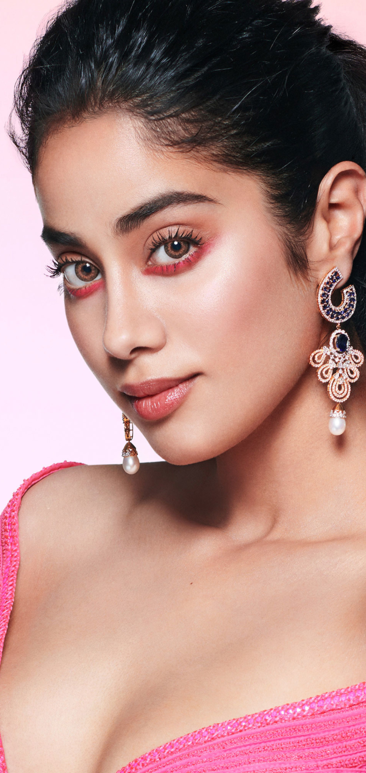 janhvi kapoor, celebrity, brown eyes, actress, earrings, black hair, indian, bollywood
