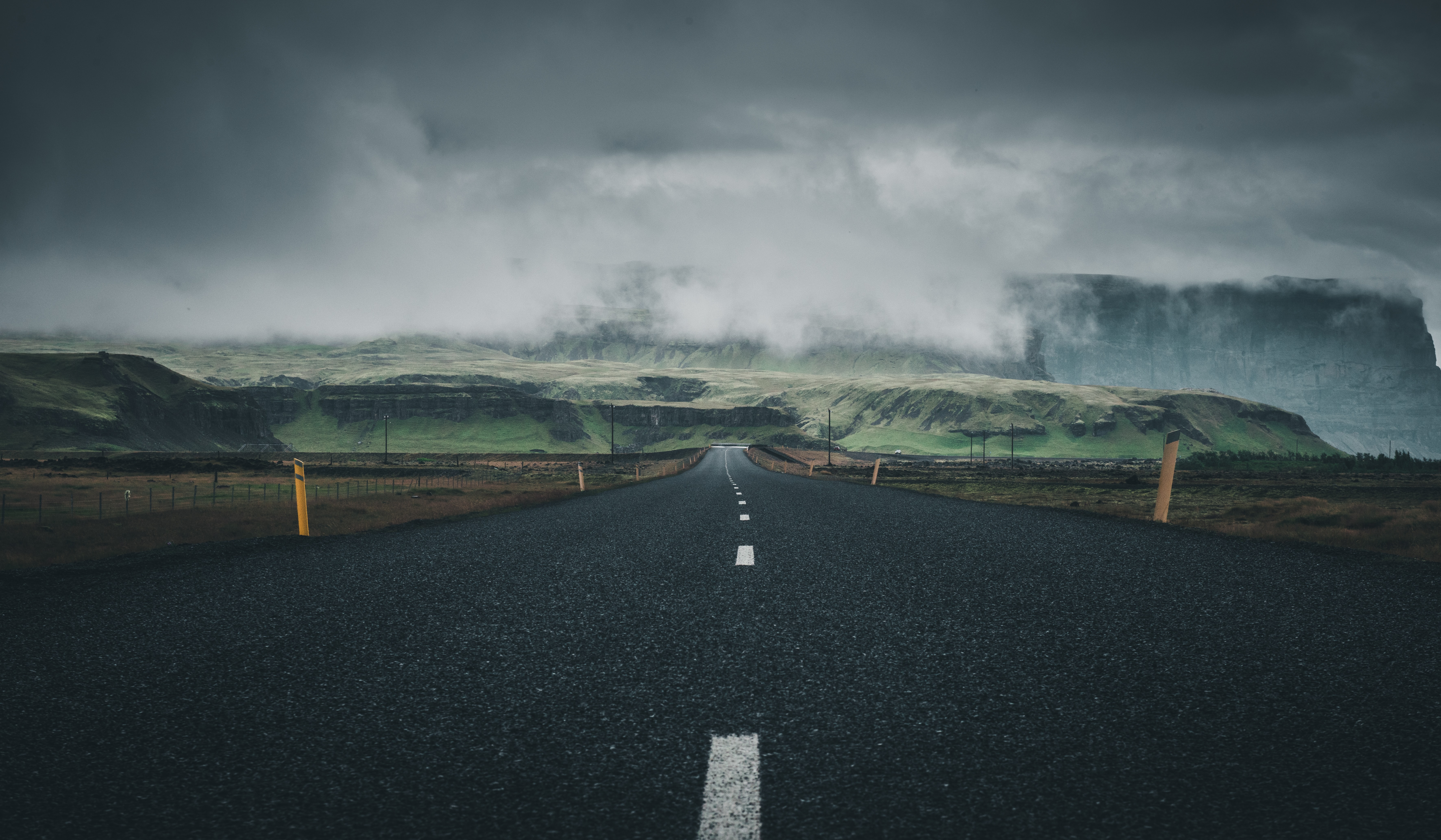 road, markup, nature, clouds, relief, dahl, distance